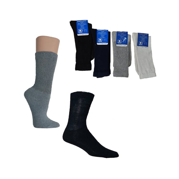 Knit Crew Diabetic Socks - Size 10-13 Gray 3