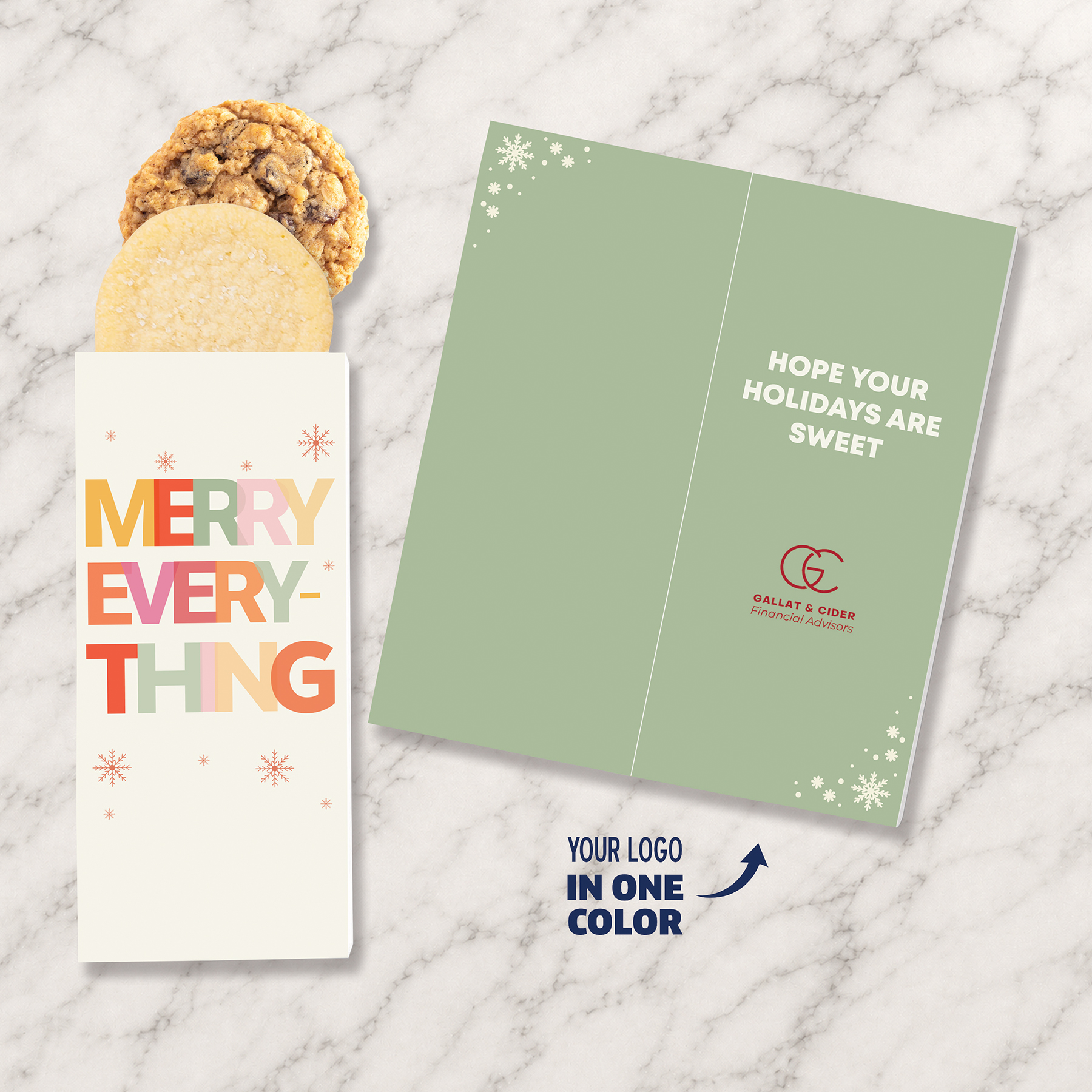 One Color Foil-Stamped Stock Holiday Sentiment Sweeter Cards with Homestyle Cookie Duo
