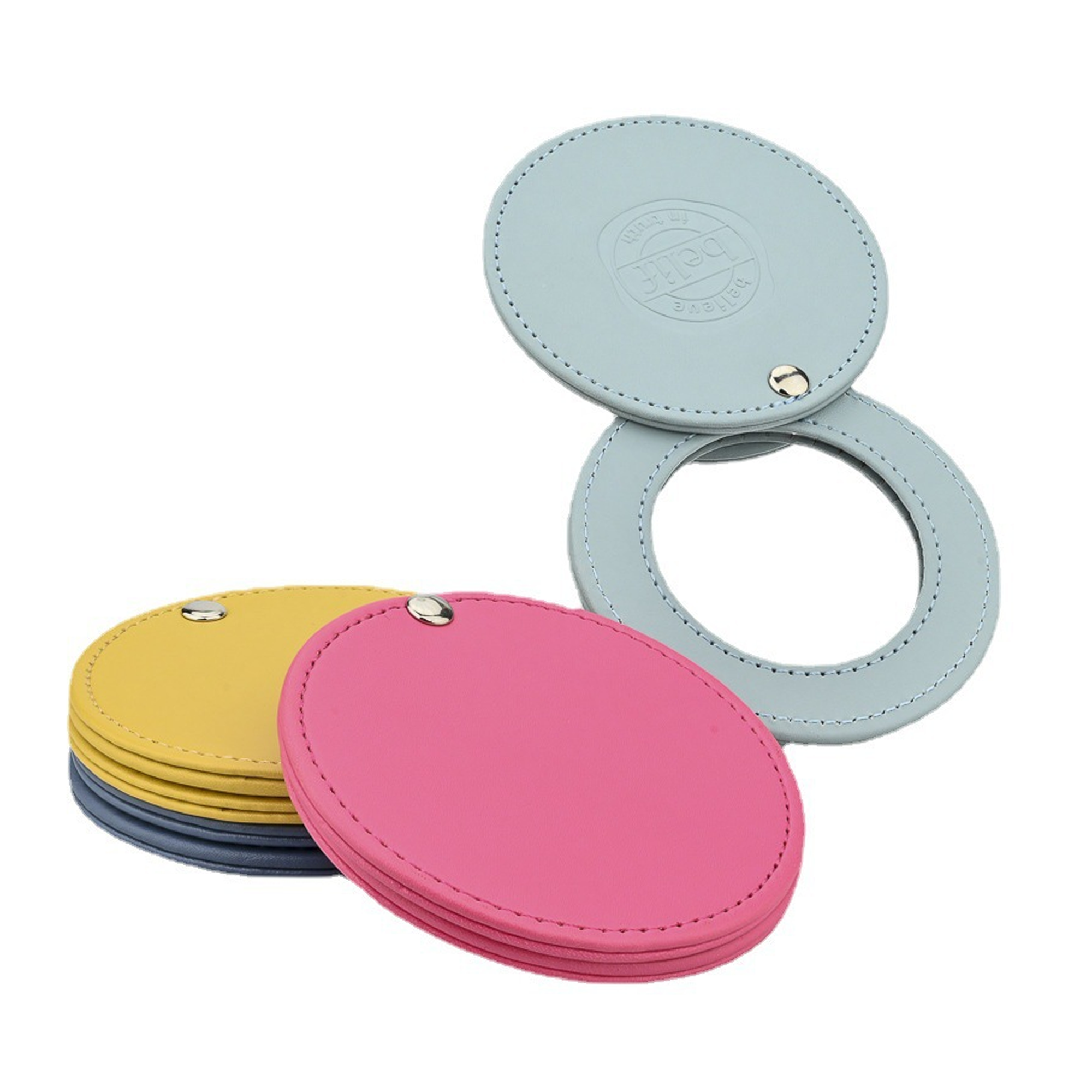 Portable Mini Round PU Gift Makeup Mirror 2