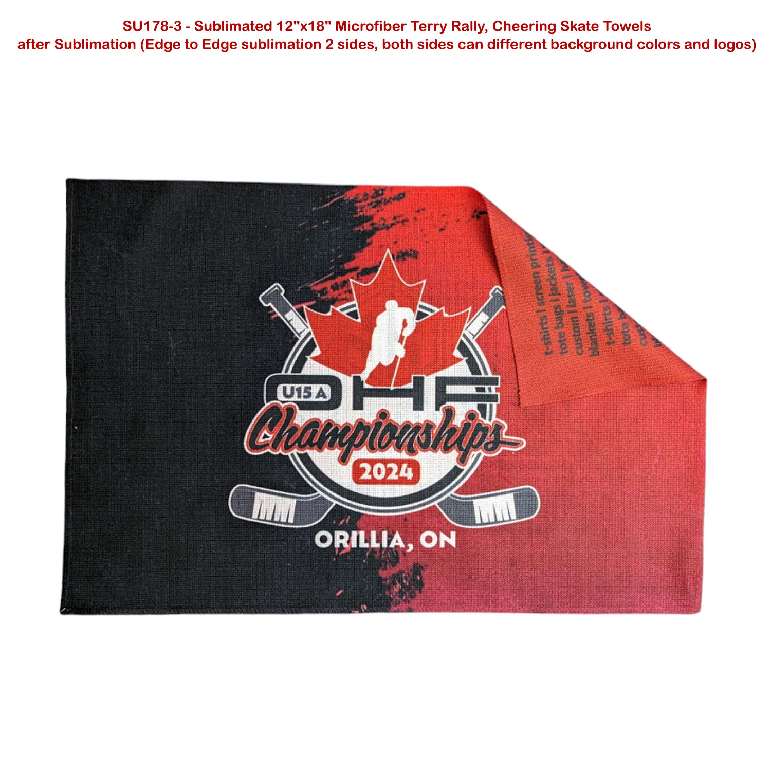 Microfiber Dri-Lite Terry Team and Sponsorship Towel, 12x18, Sublimated Edge to Edge 2 sides 20