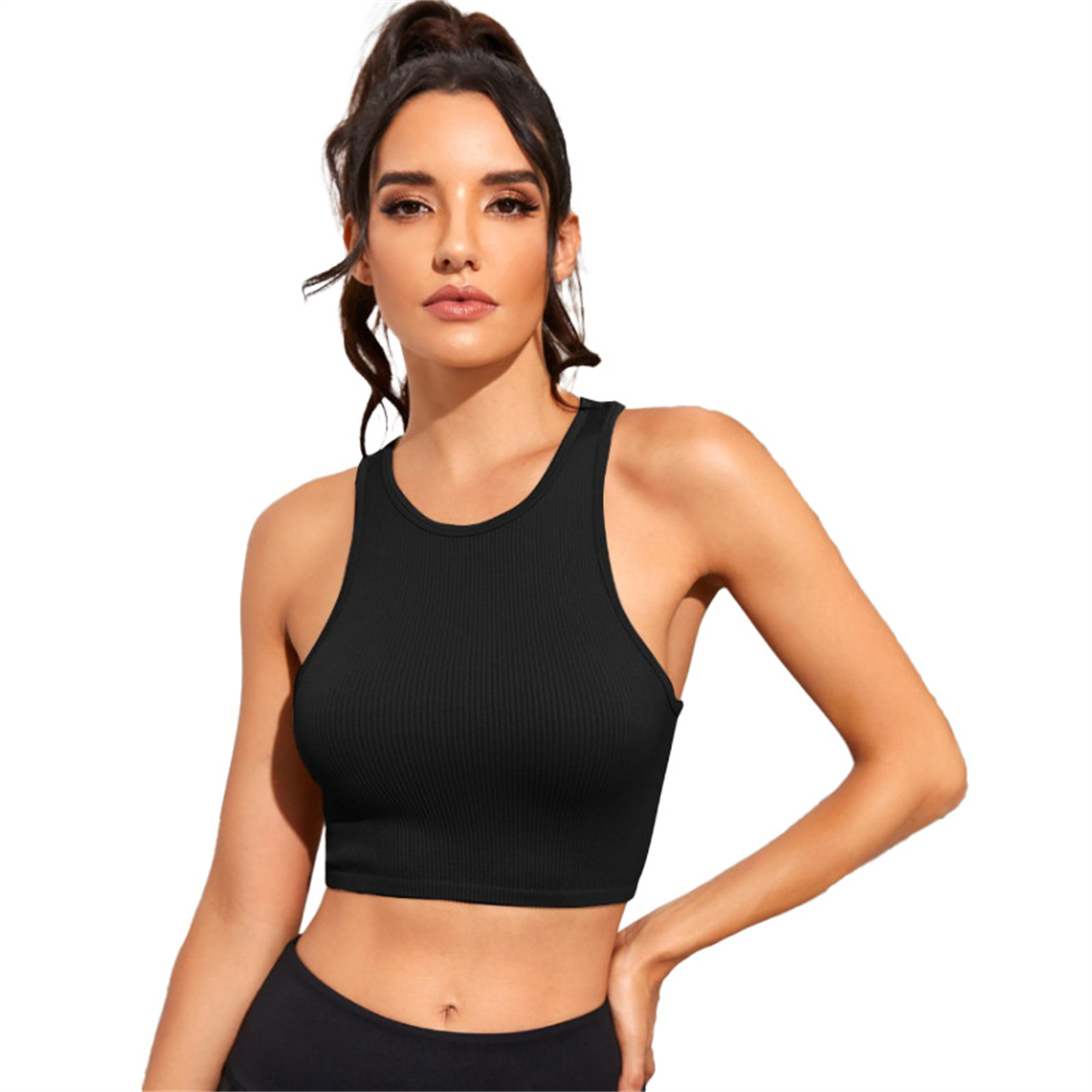 Womens Ribbed Longline Sports Bra 6