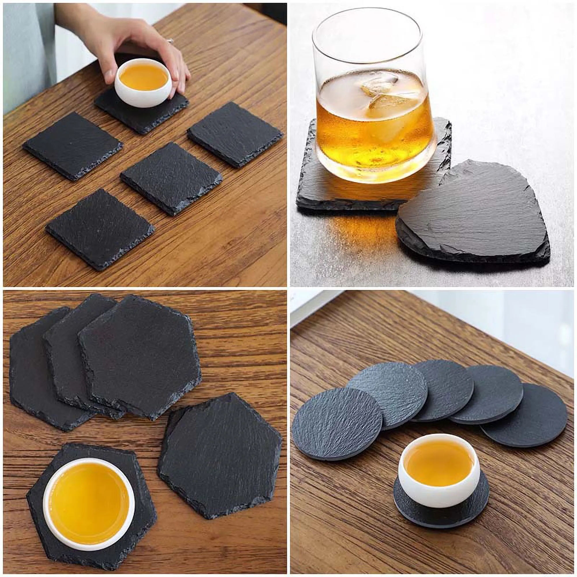 Natural Stone slate Coaster Heat Resistant Laser Engraving