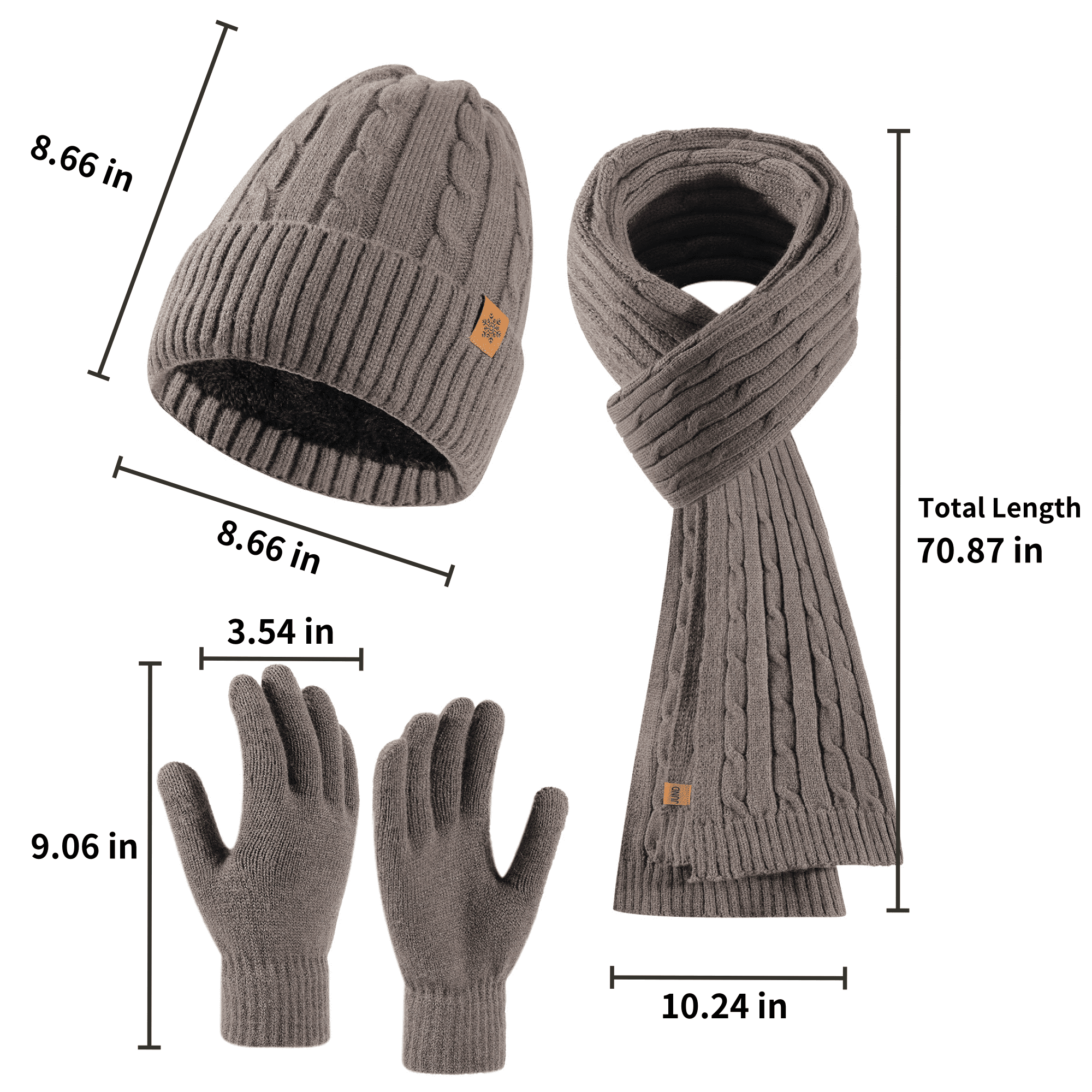 Winter Knitted Hat Scarf Touchscreen Glove Set 13