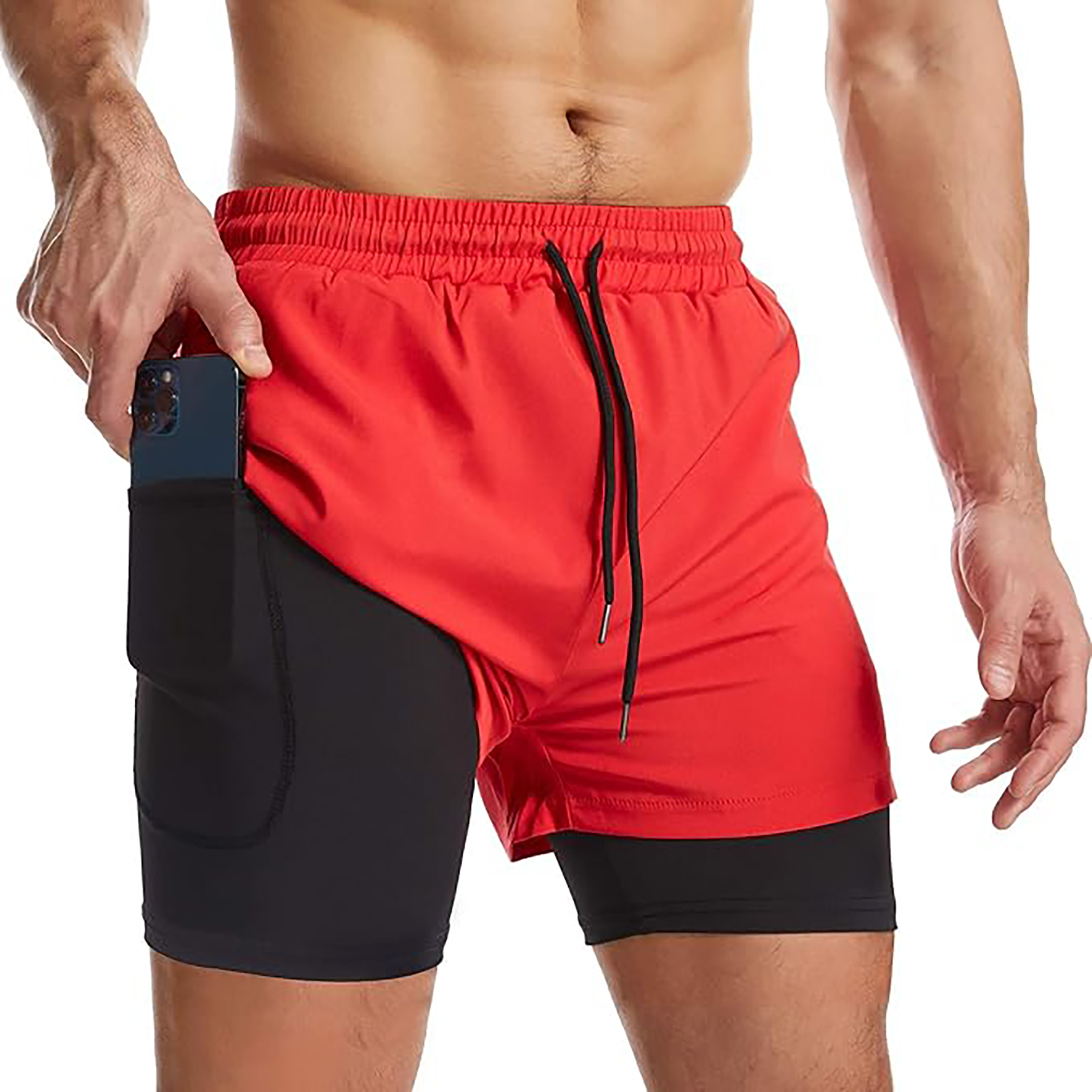 Men's 2 I n 1 Quick Drying Sports Shorts with Lining 47