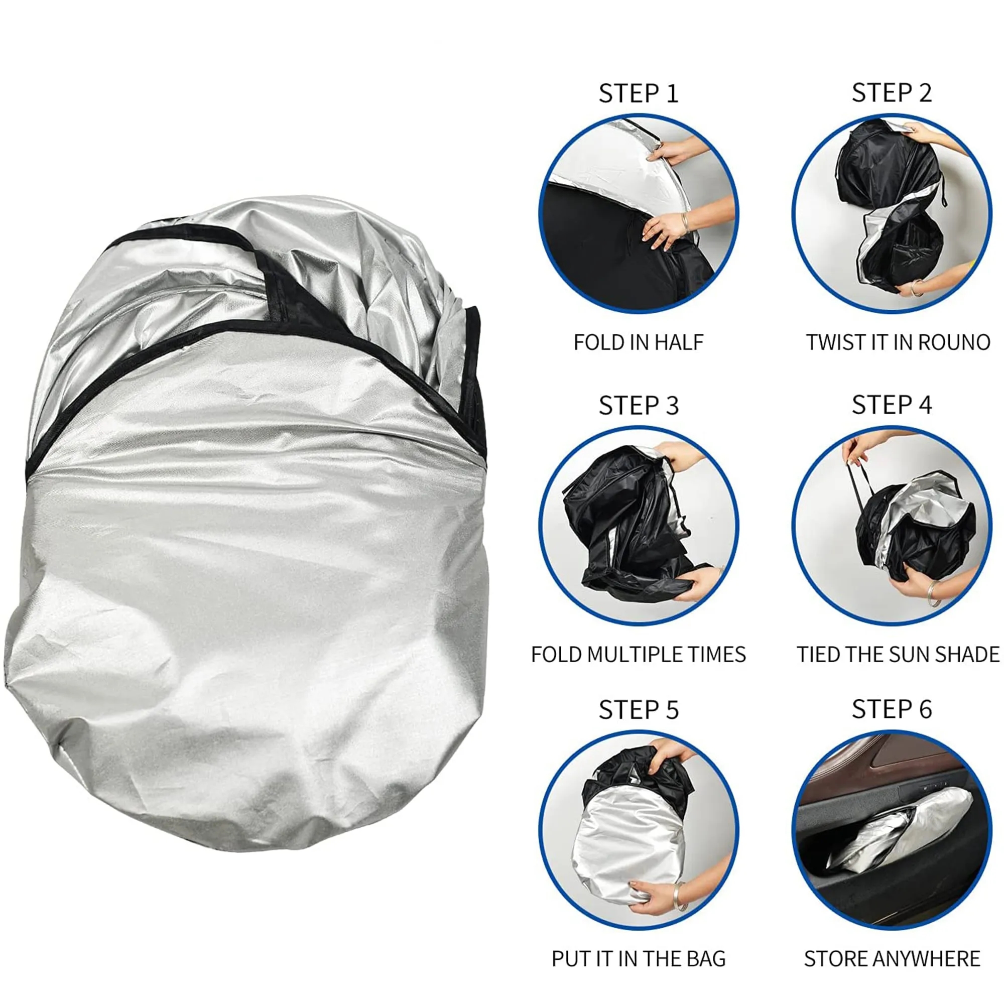 Car Windshield Sun Shade with Storage Pouch 6