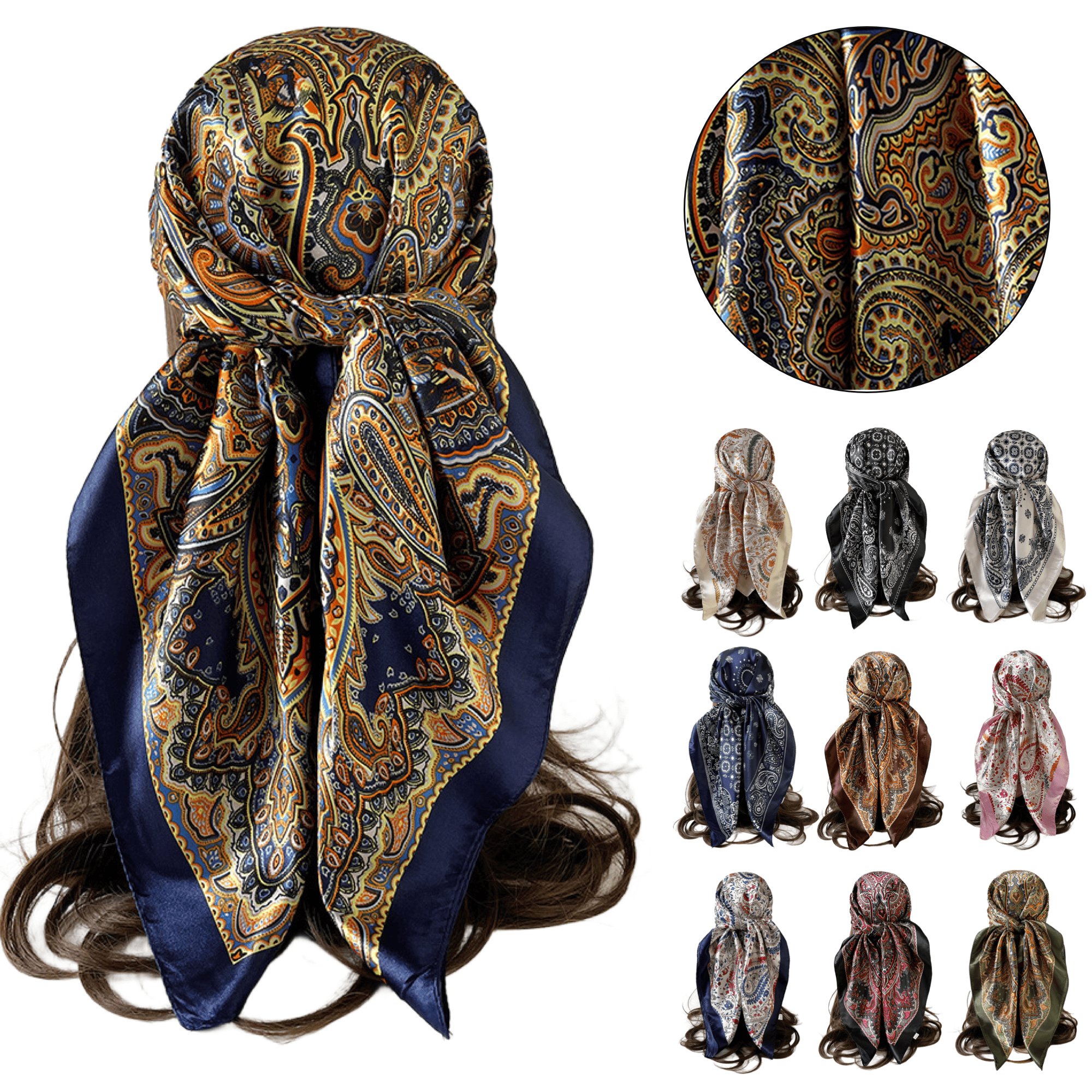 35'' Square Imitation Silk Custom Scarf 10