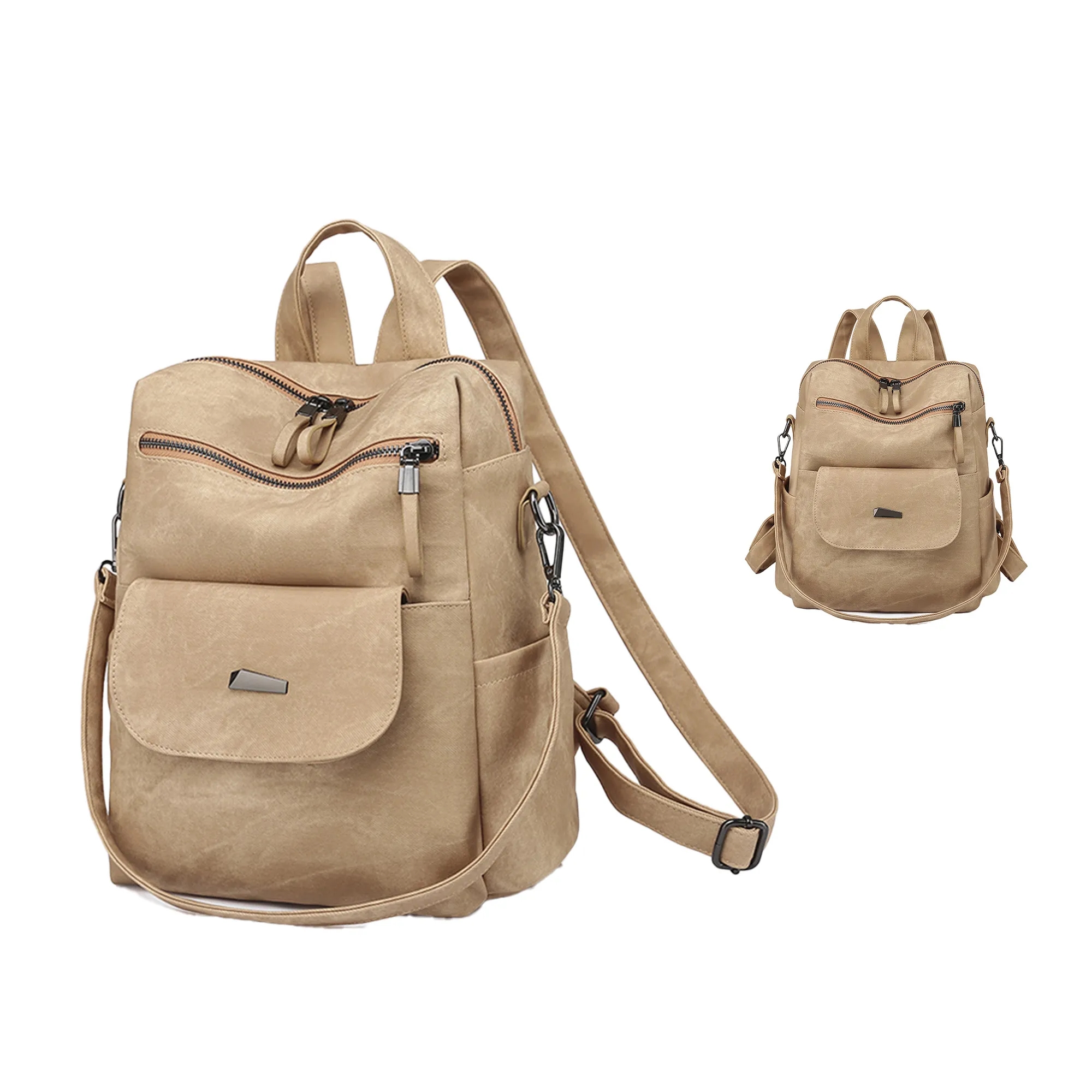 PU Leather Convertible Backpack 16