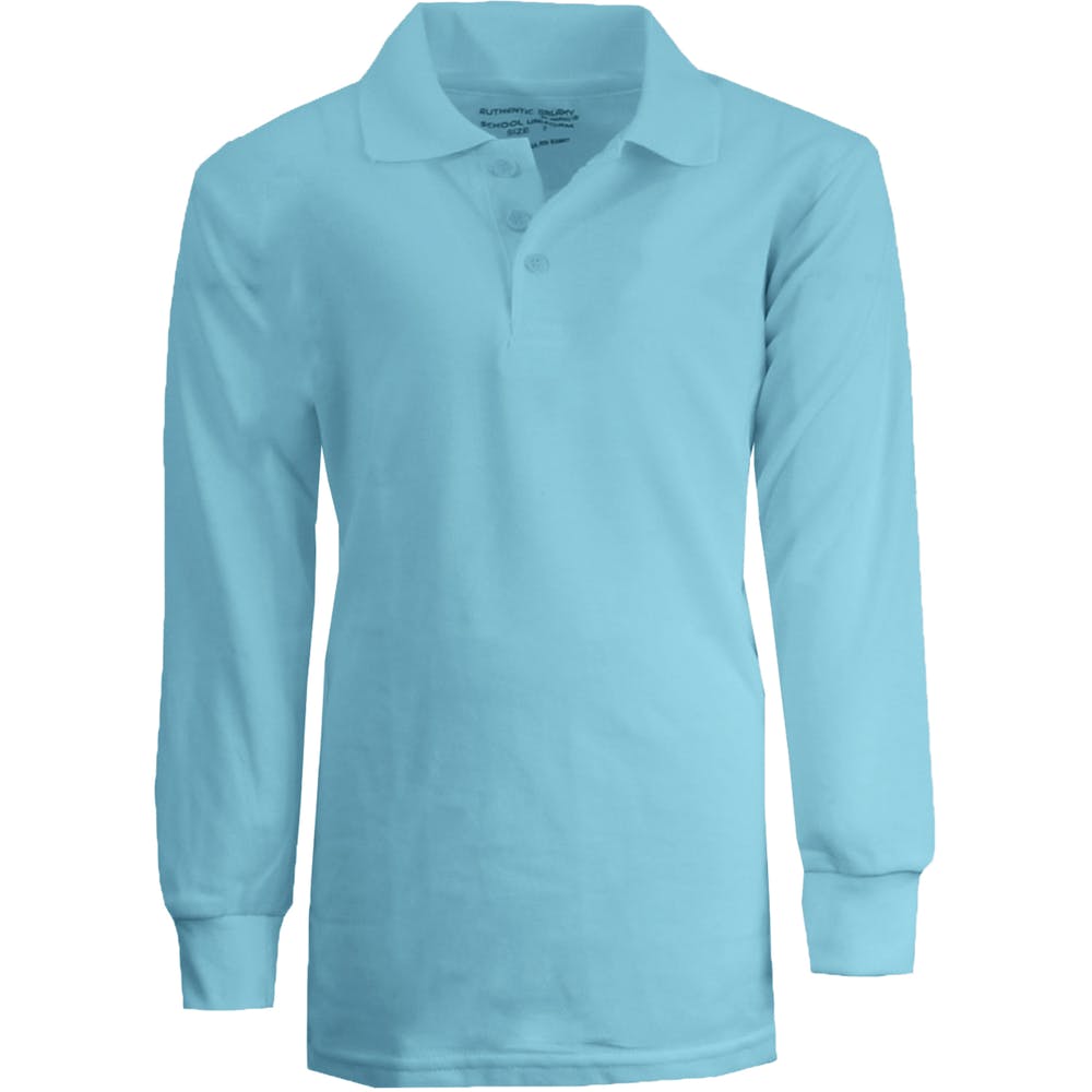 Boys' Uniform Polo Shirts - Sizes 16-20 Light Blue Long Sleeve 3