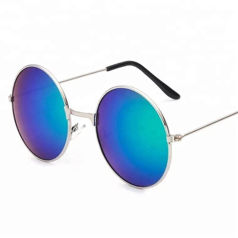 Metal Round Sunglasses with Color Mirror Lens