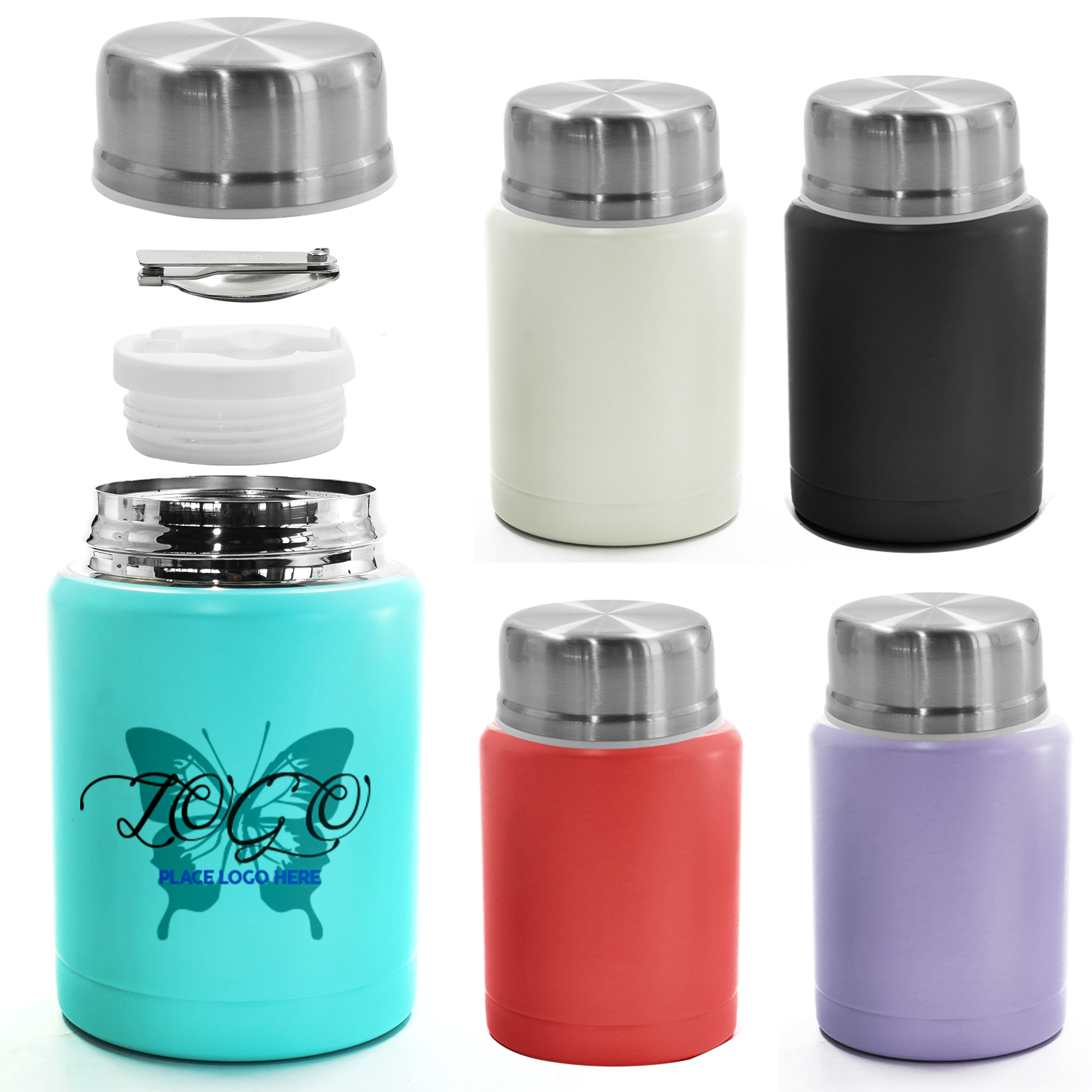 16.9 Oz 304 Stainless Steel Double-Layer Vacuum Insulated Cups With Spoon 4