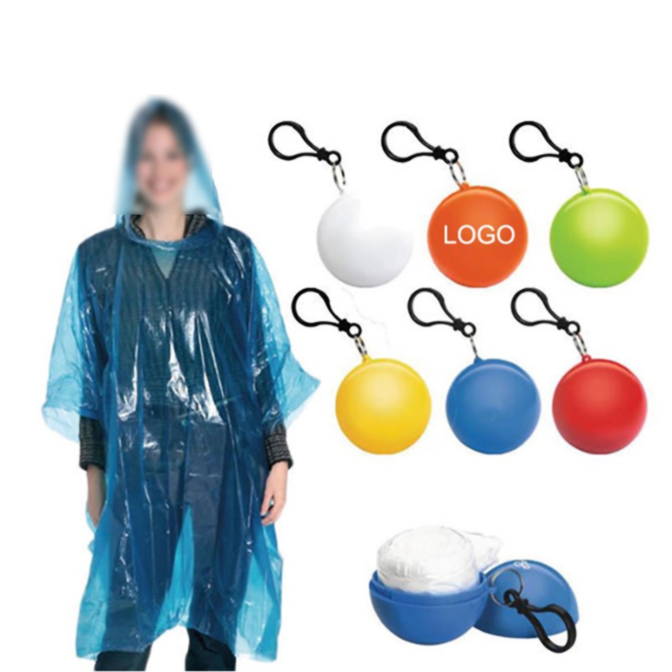 Disposable Rain Ponchos With Ball Shape Case 15