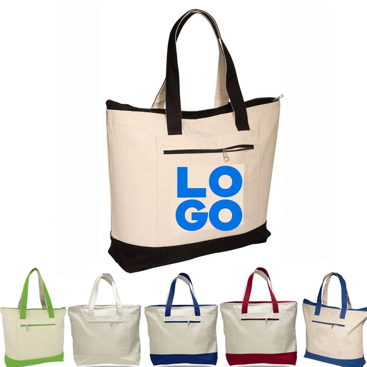 Zippered Cotton Boat Tote