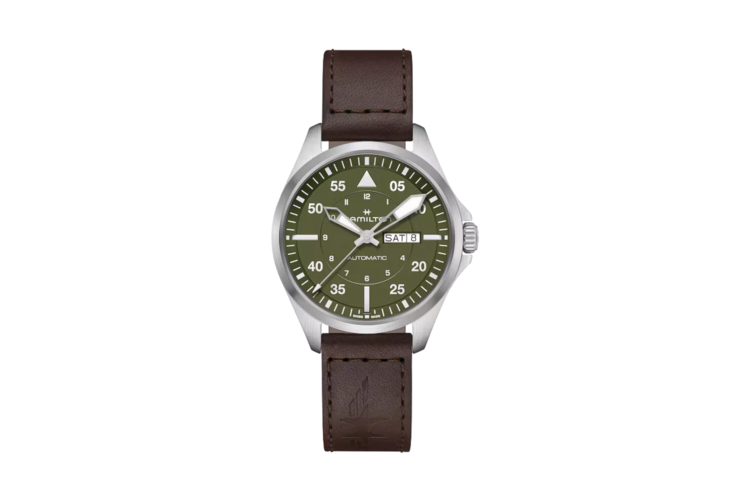 Hamilton Khaki Aviation Pilot Day Date Auto Dark Brown Leather Strap Watch 3
