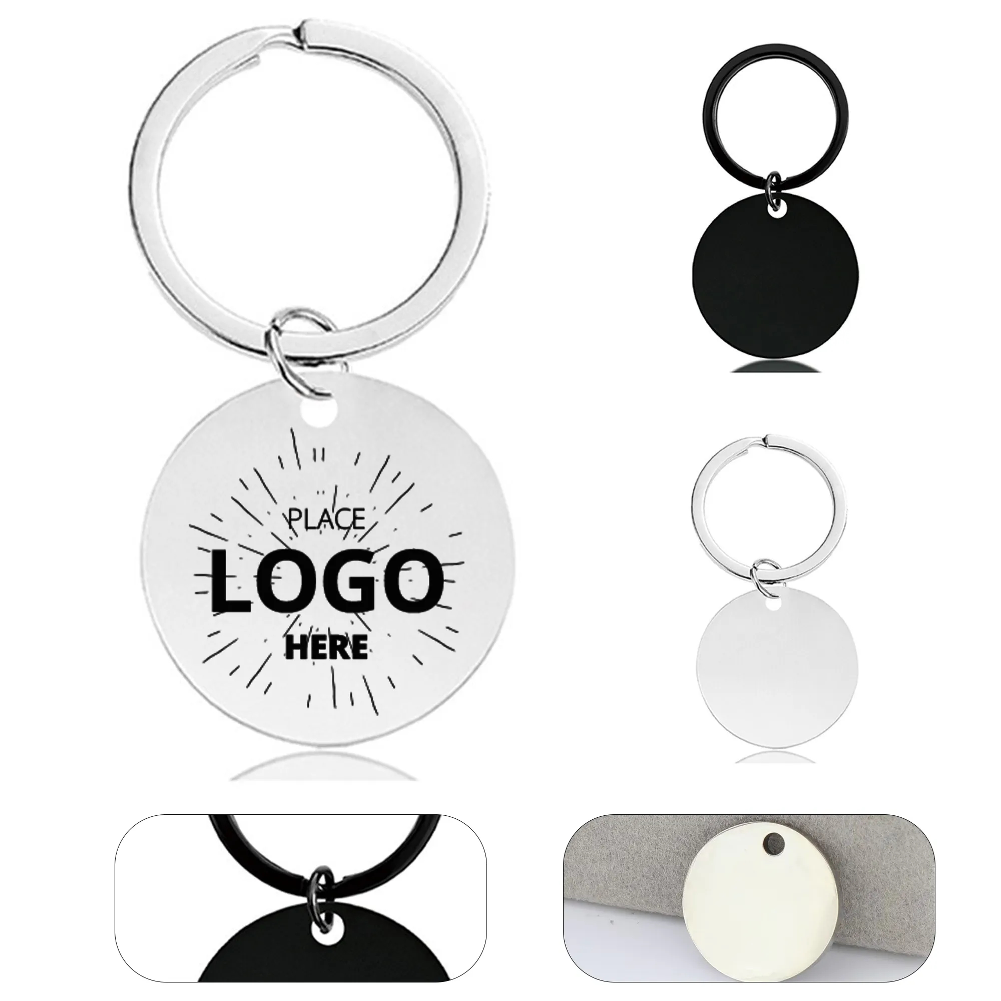 Stainless Steel Round Plate Keychain