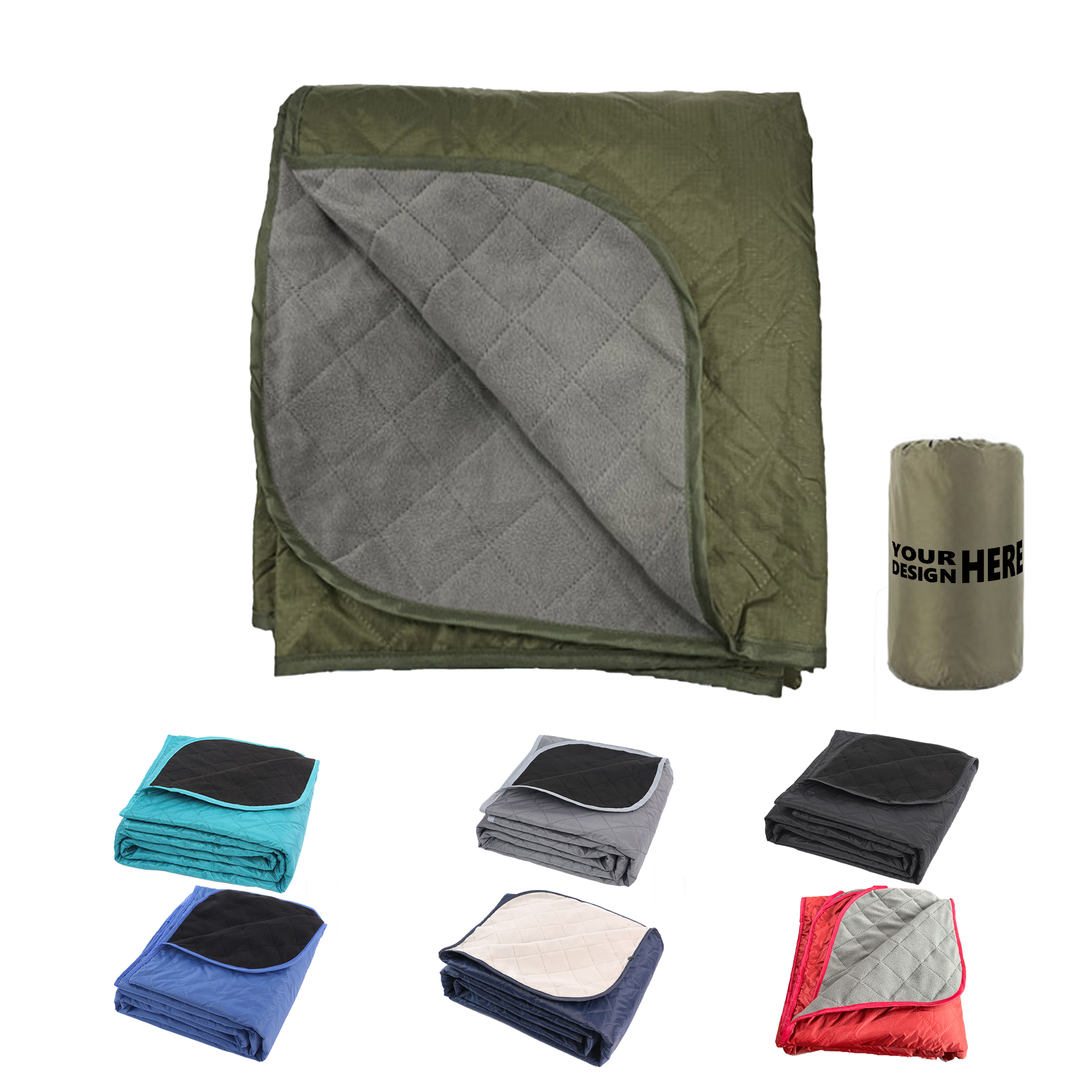 Outdoor Waterproof Fleece Polyester Camping Blanket