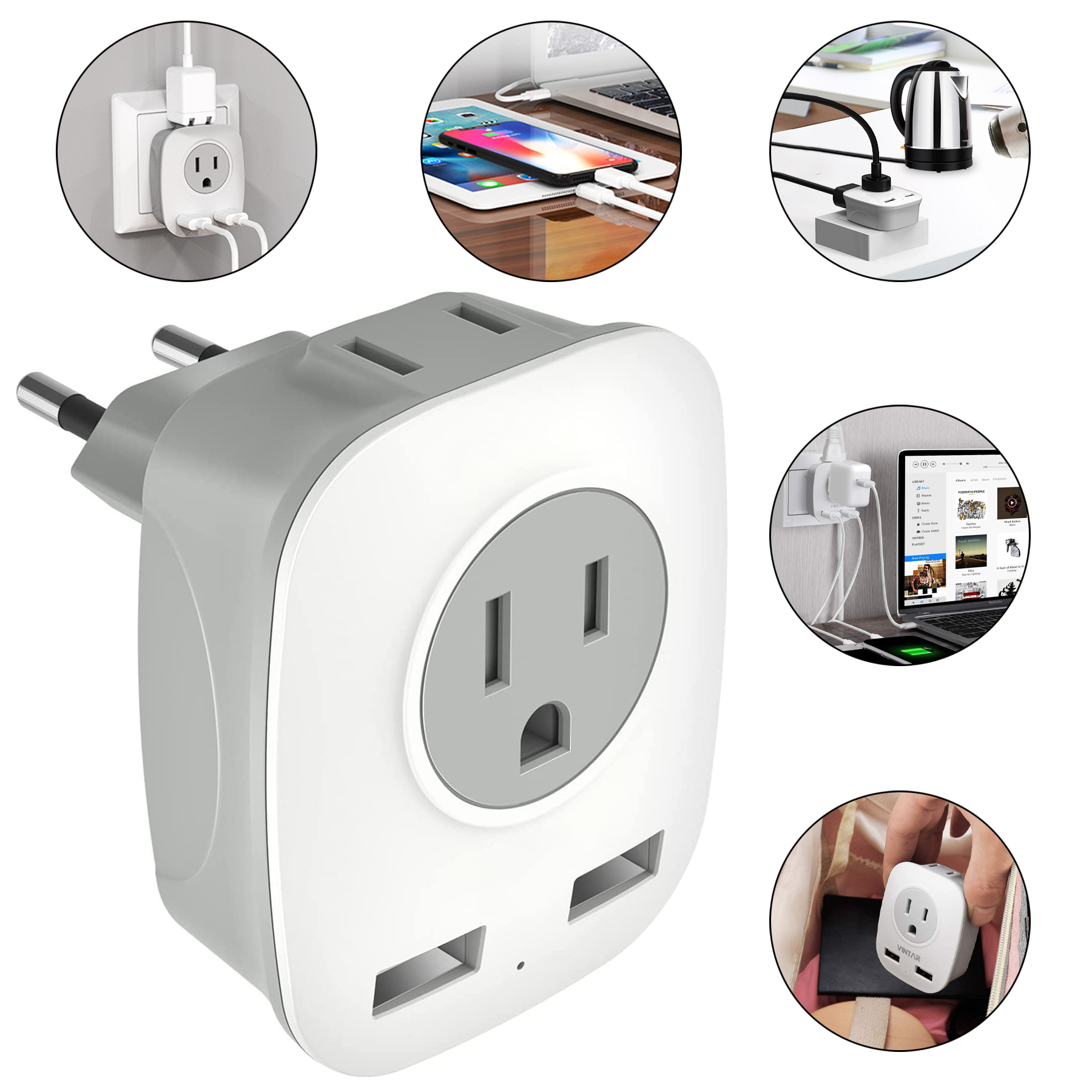 Travel Plug Adapter with USB 4