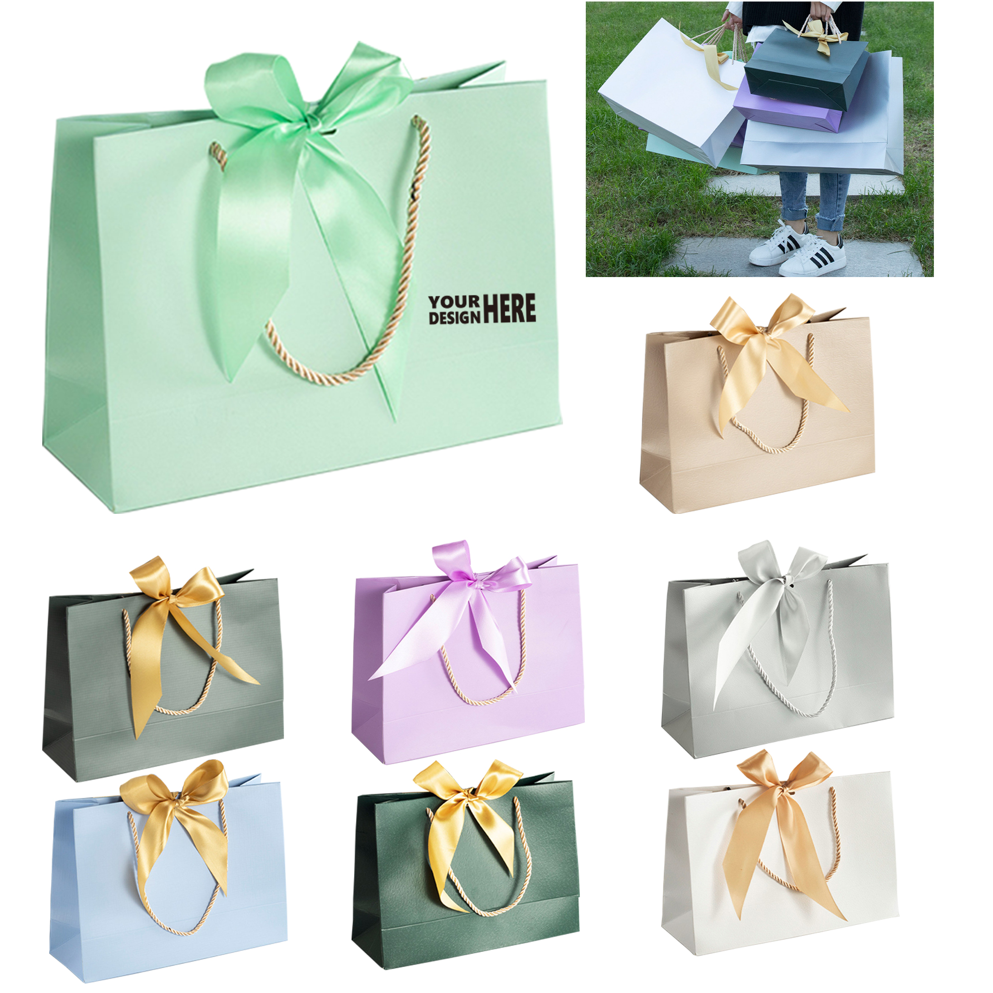 Elegant Paper Gift Bag With Ribbon Bow For Special Occasion 3