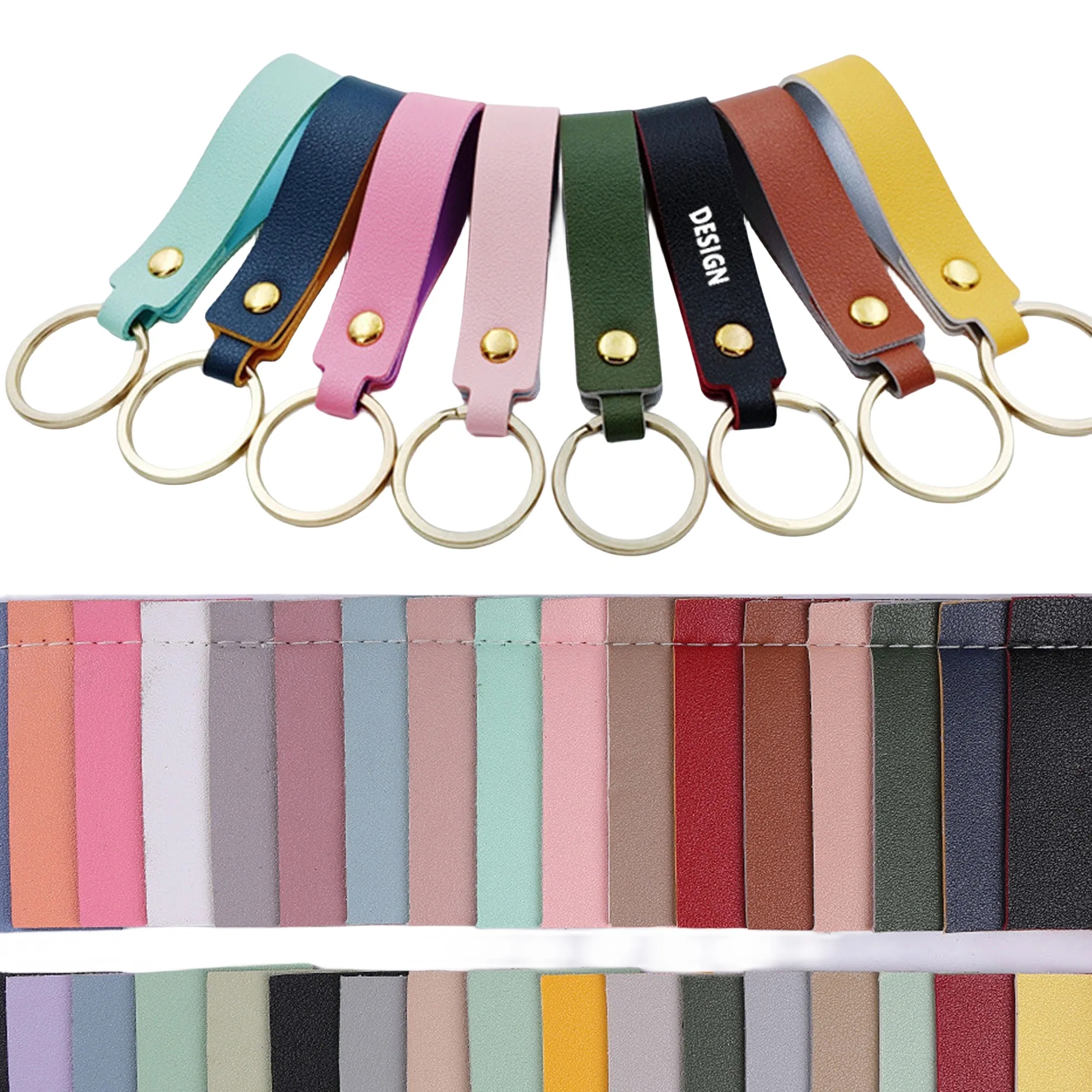 Double Sided PU Leather Key Chain with Belt Loop Clip 6