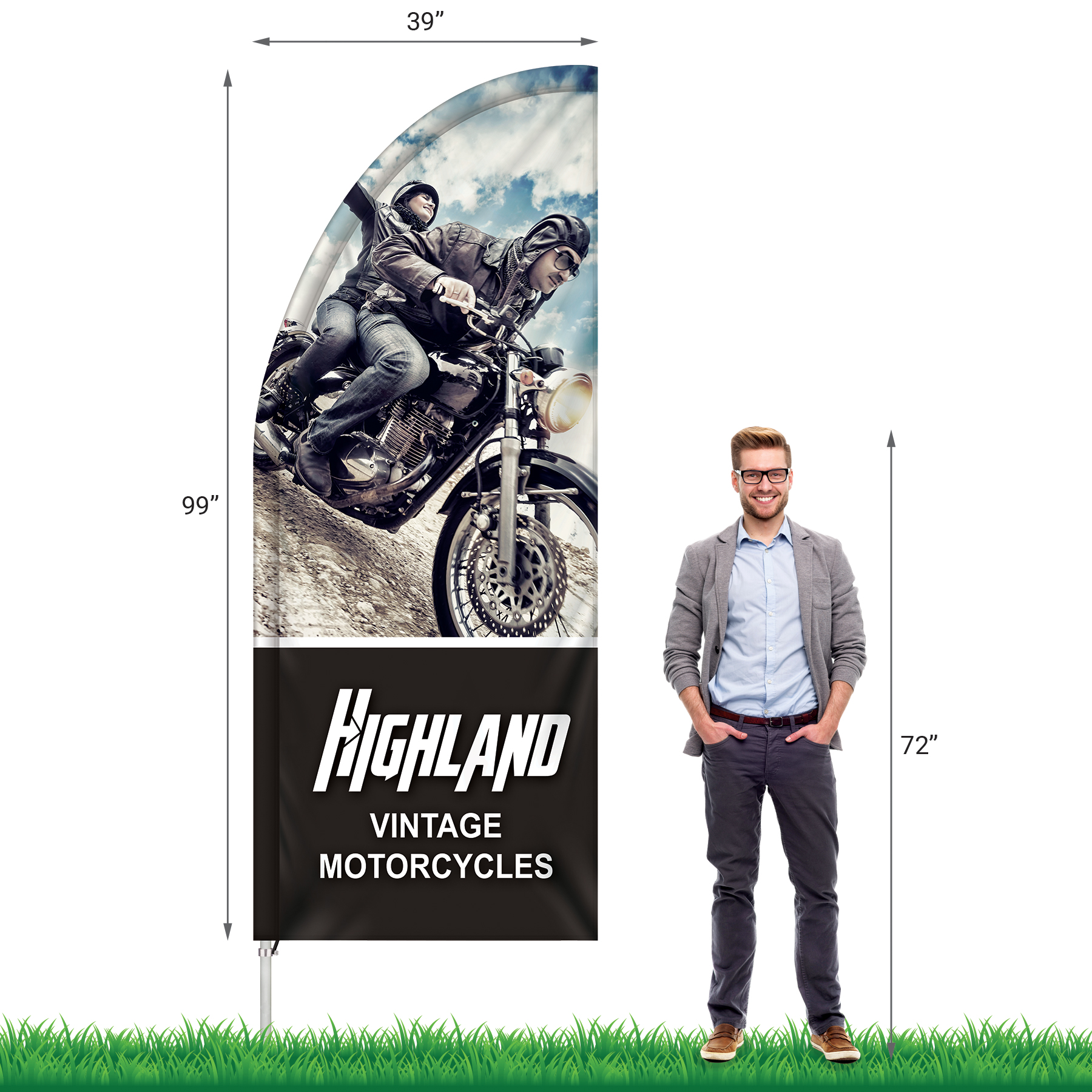 3' x 8' Custom Single Reverse Half Drop Flag 23