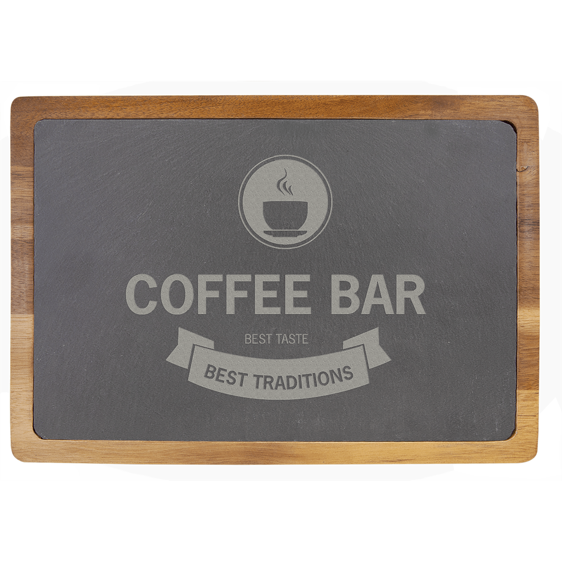 13" x 9" Charcoal Gray/Brown Acacia Wood/Slate Cutting Board