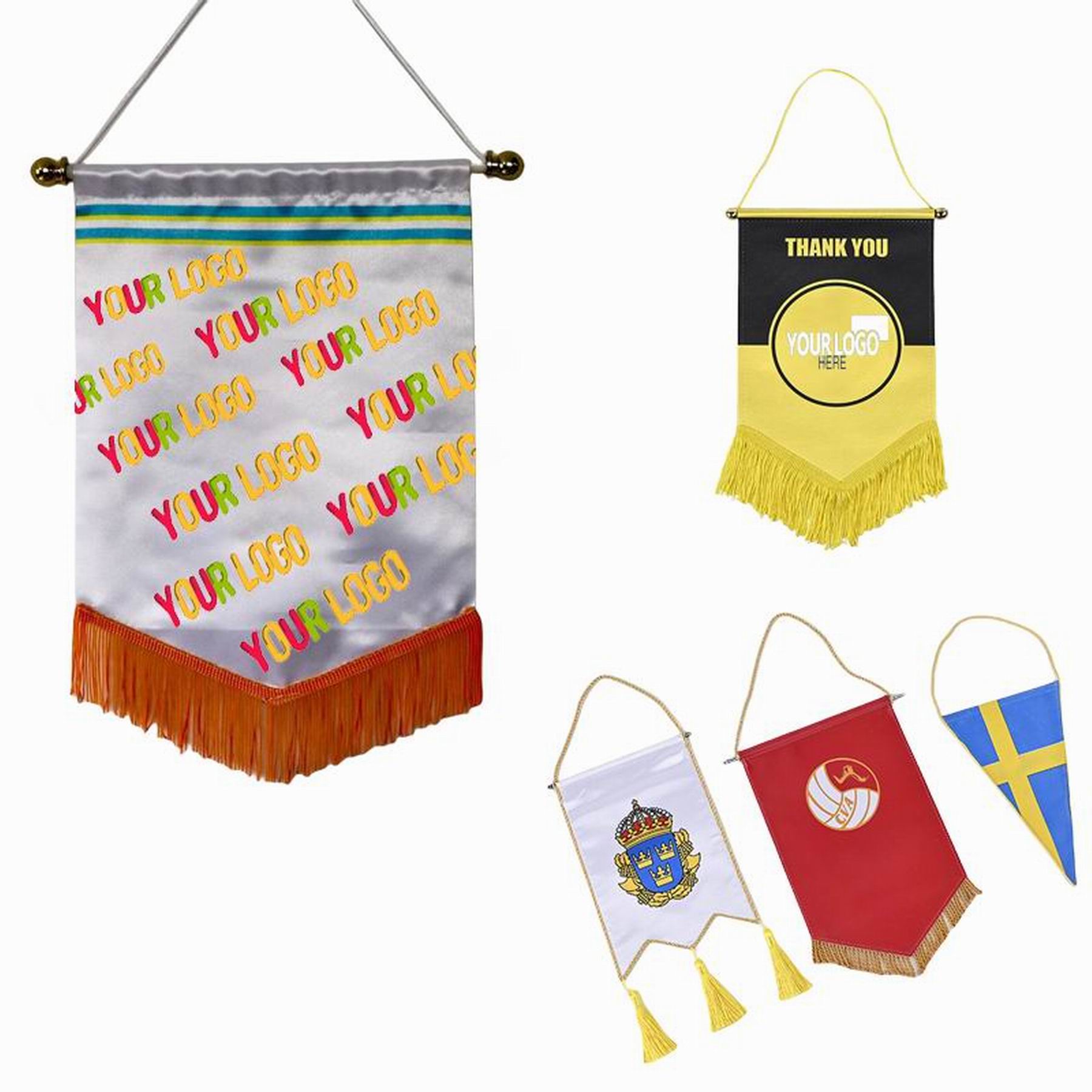 Satin Banner Flag With Fringe