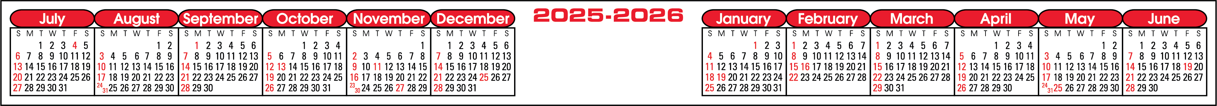 Kwik-Stik Horizontal Year at a Glance Computer Monitor Calendar 19