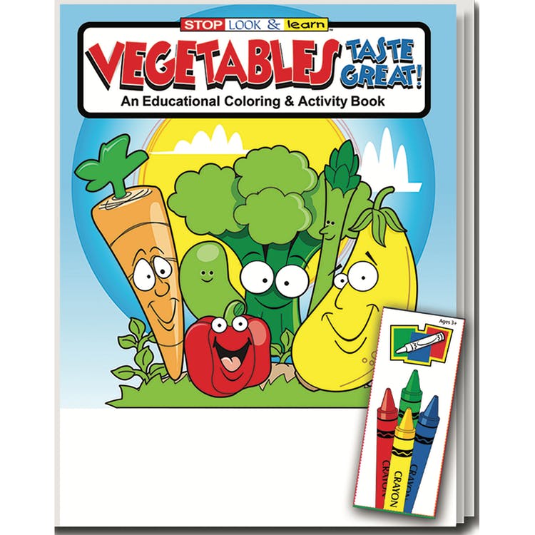 Vegetables Taste Great Coloring Book Sets - 4 Pack Crayons Ages 3-11 3