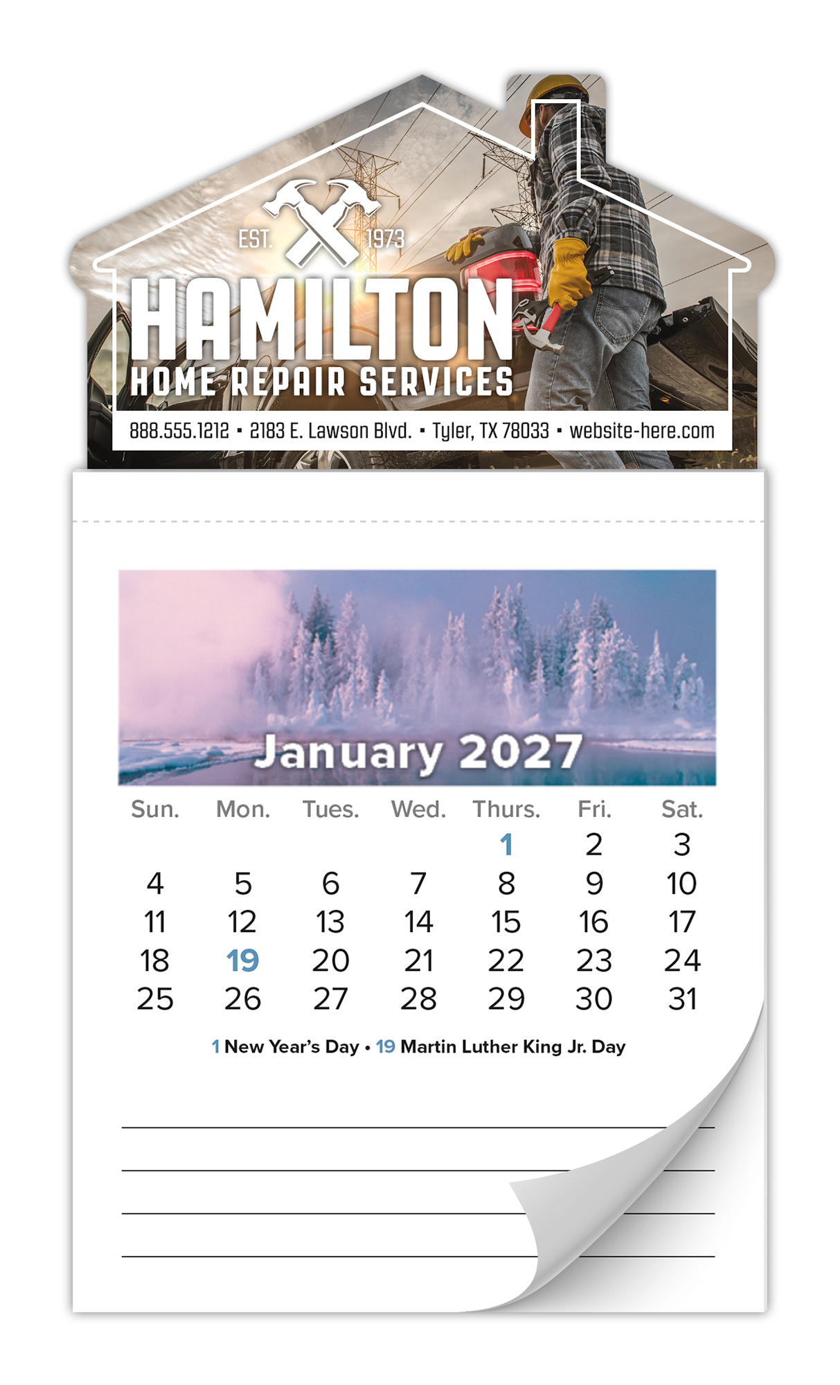 12-Month Tear-Off Magna-Cal House-Shaped Magnet (Standard) - Jan. 2027 w/Cover