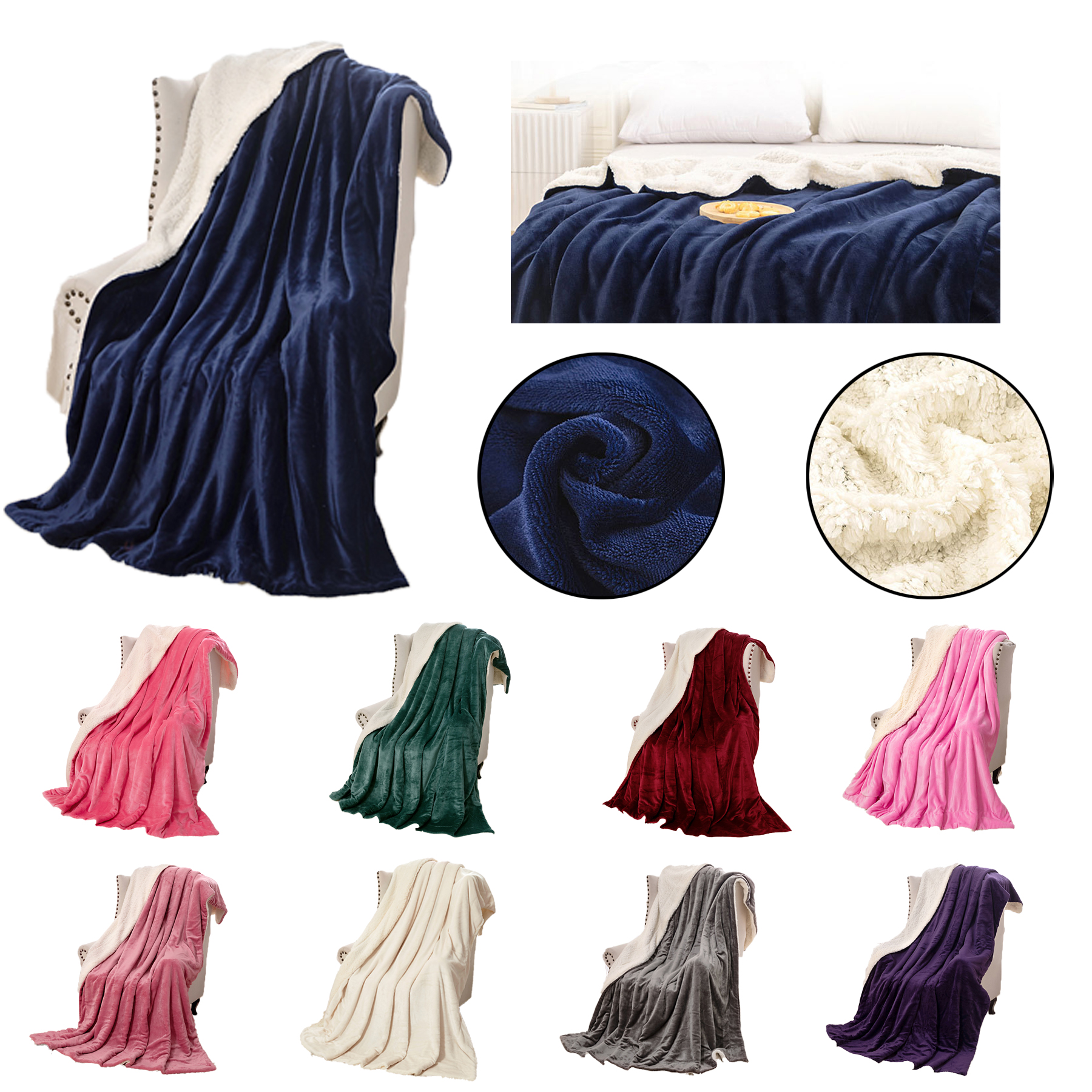 Sherpa Fleece Throw Blanket-60" x 80" 4