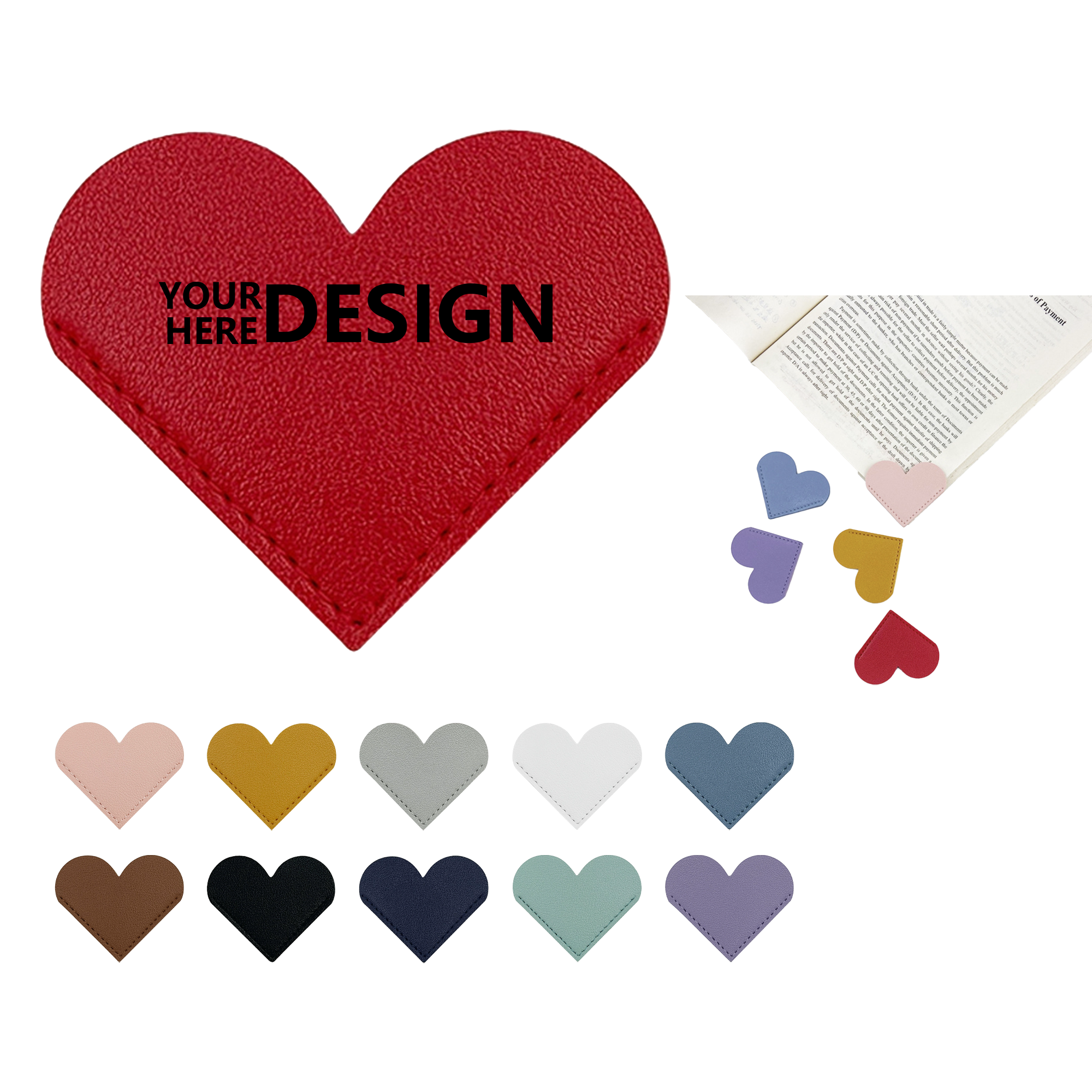 Heart-Shaped PU Leather Bookmark 3
