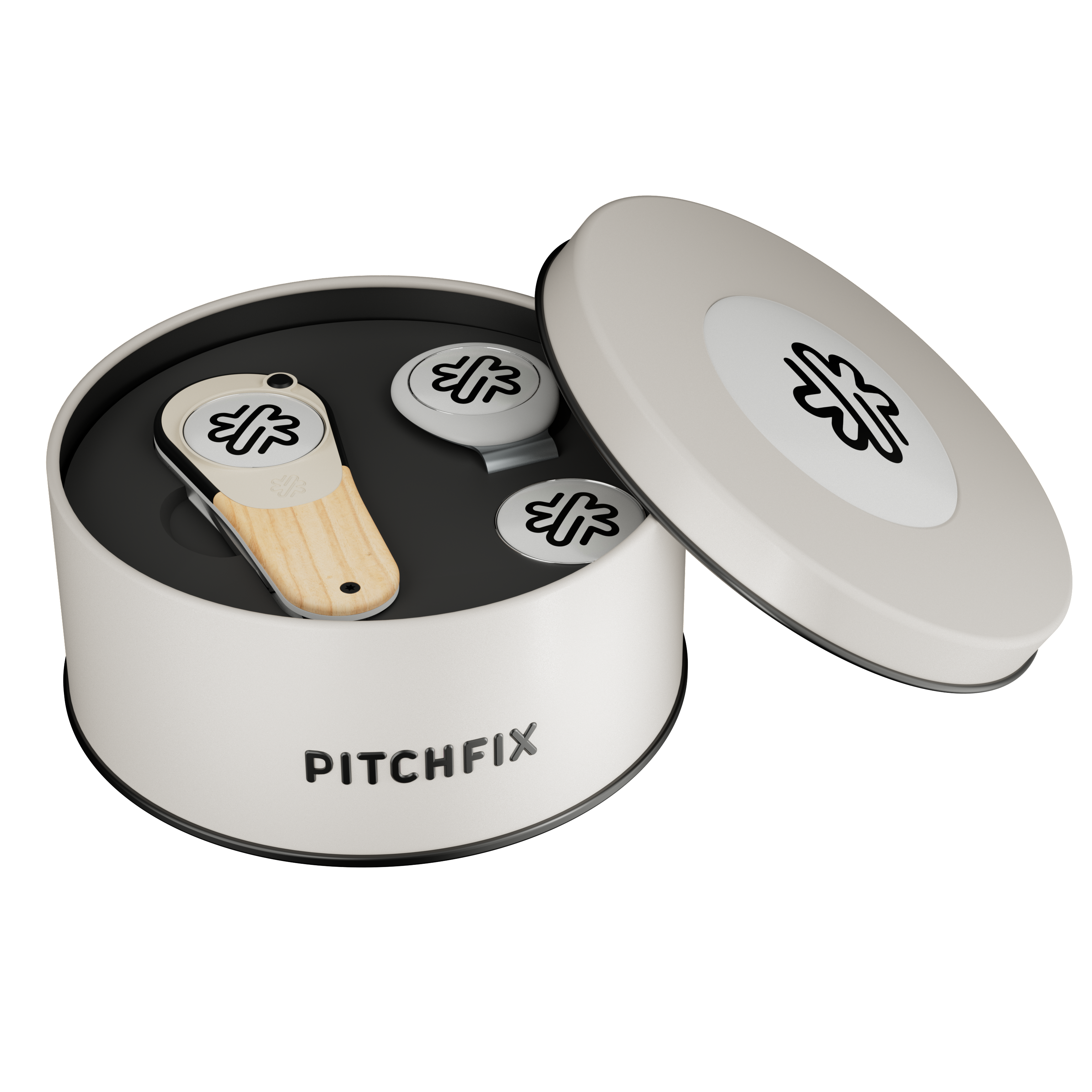 Pitchfix Woodie Golf Divot Tool in Round Tin 10