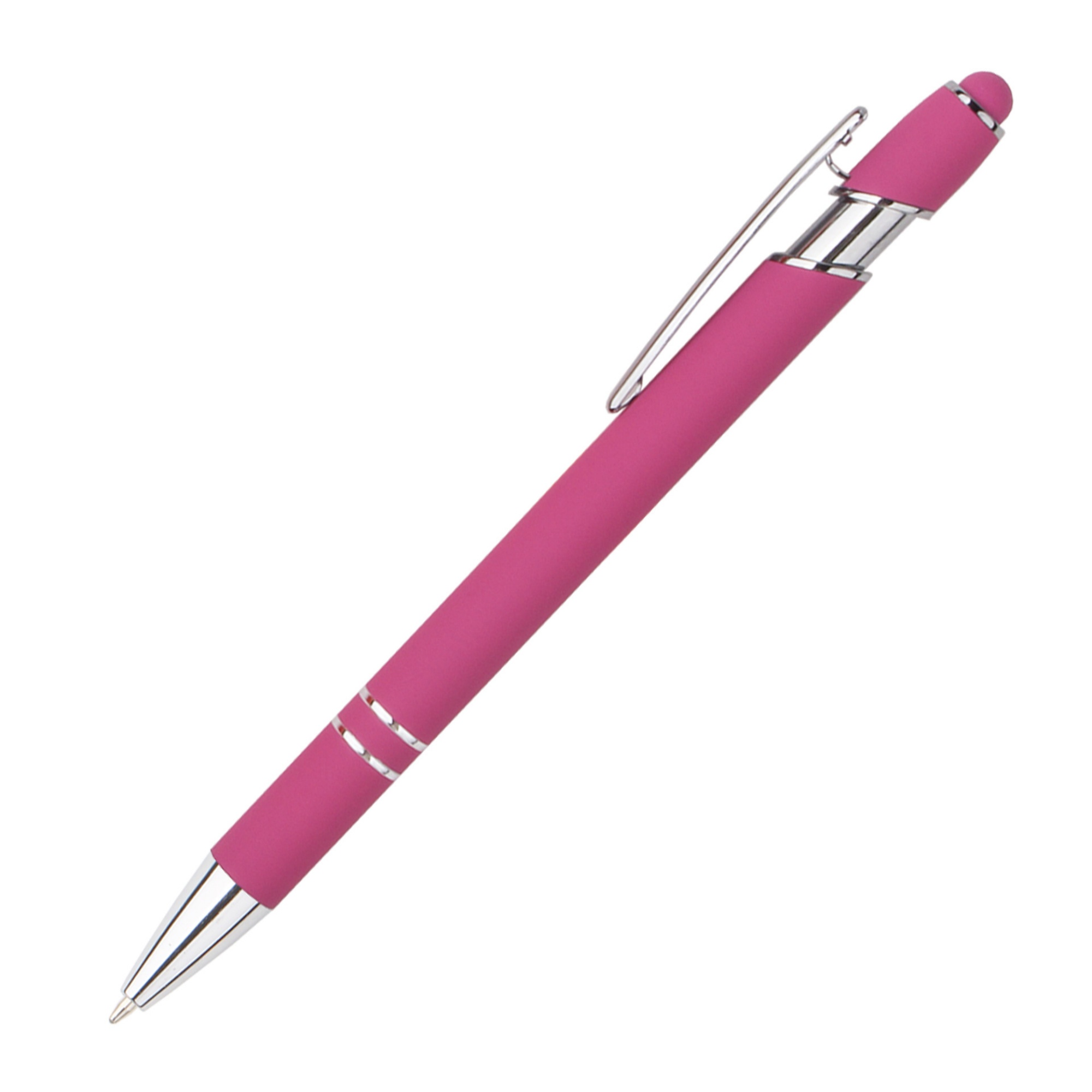 Retractable Metal Ballpoint Pen With Stylus Tip Black Ink 33