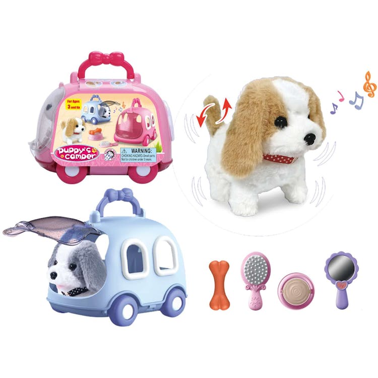 Puppy with Camper Playsets Two Assorted - 6.8" 3