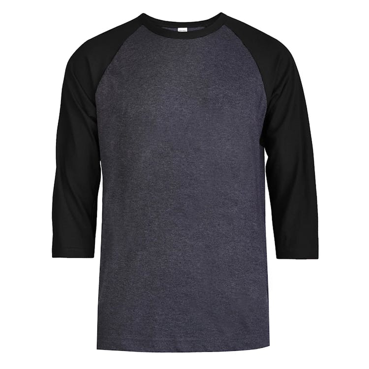 Men's 3/4 Sleeve Baseball T-Shirt - 3XL Black/Charcoal 3