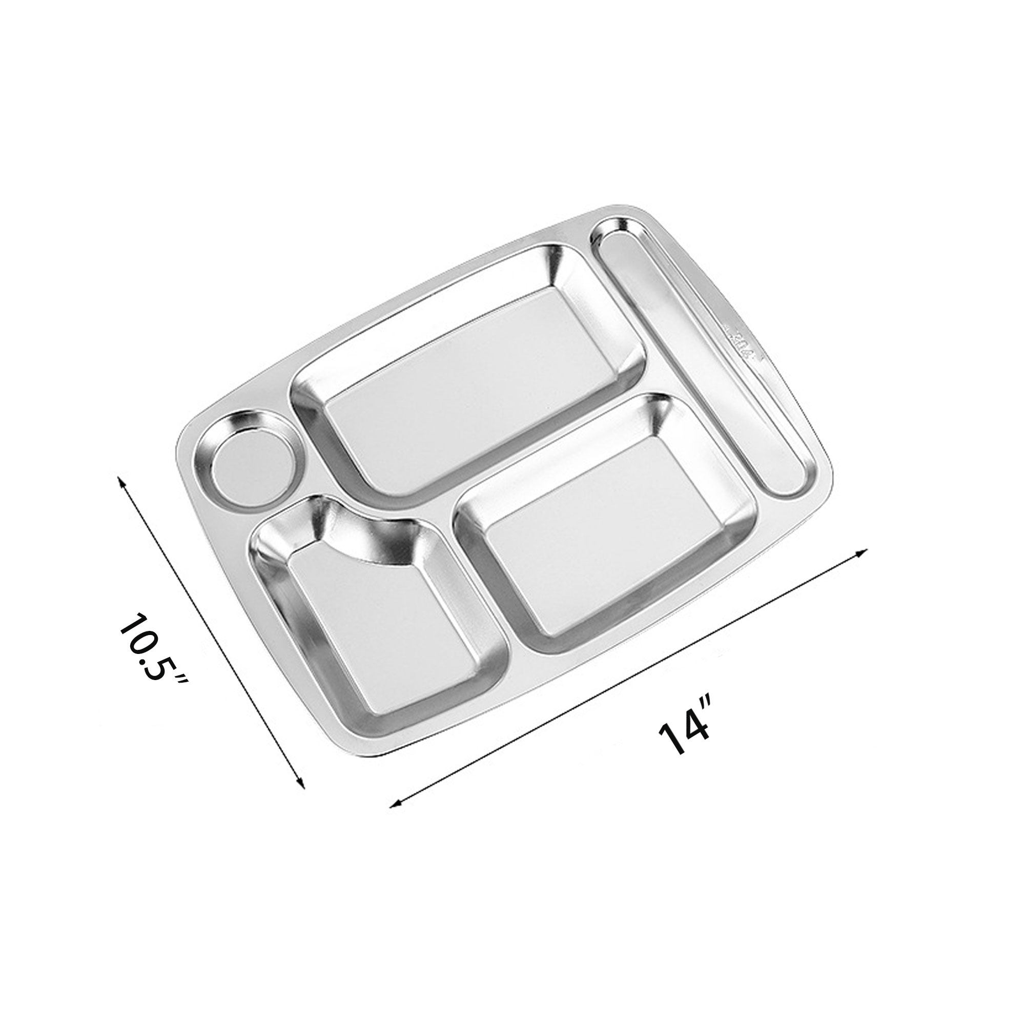 304 Five Grid Stainless Steel Food Plate 2