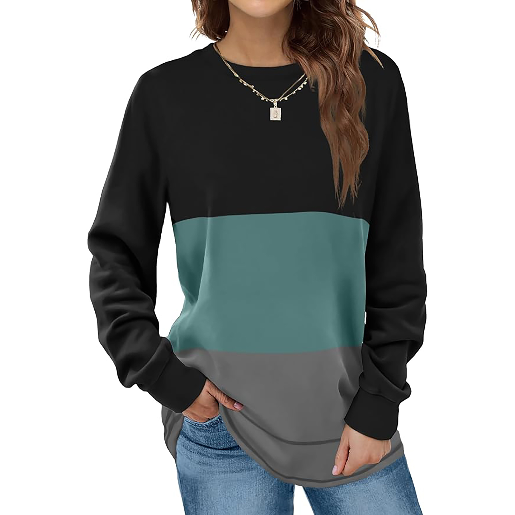 Women's Round Neck Long Sleeve Shirt 66