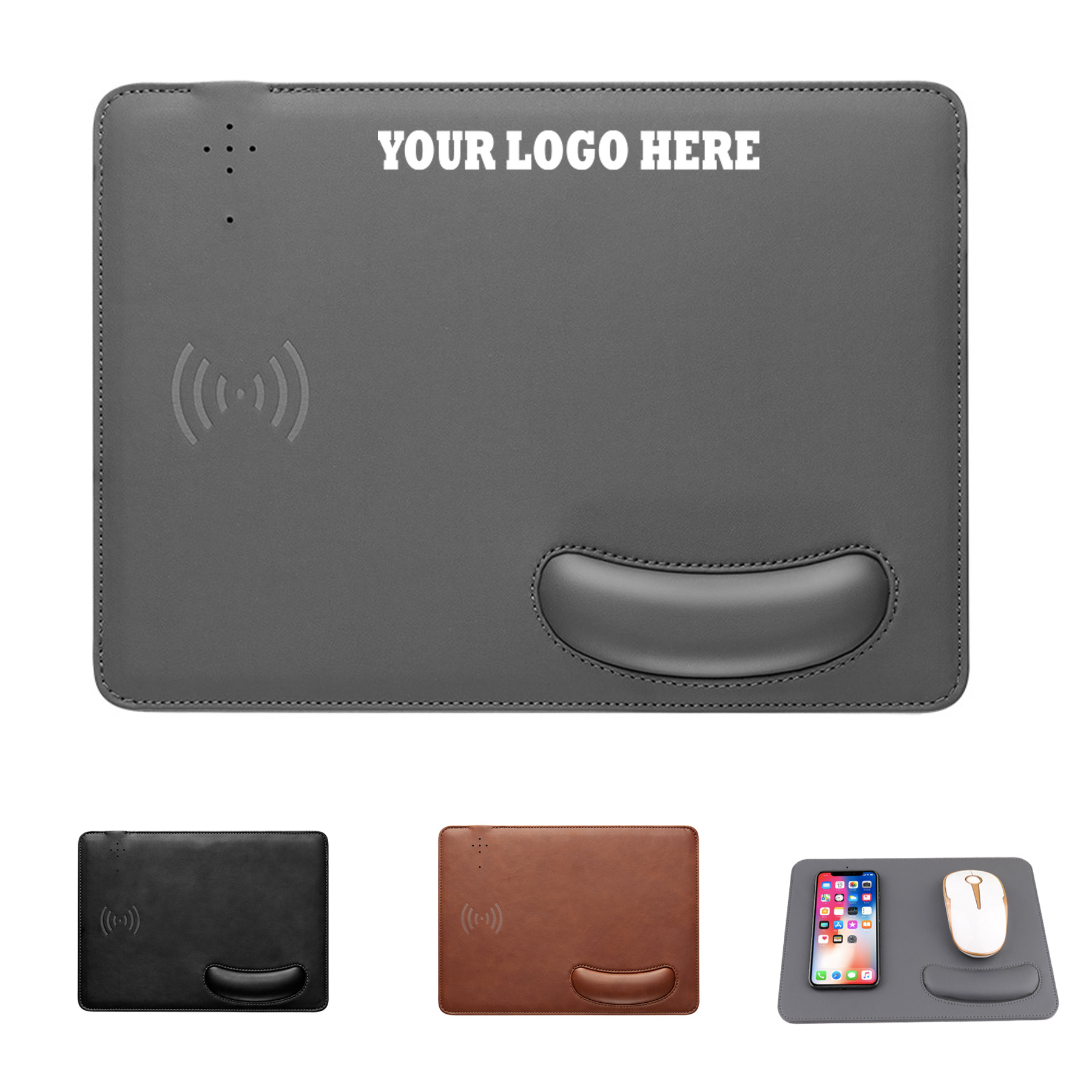 PU Leather Wireless Mouse Pad With Wrist Rest