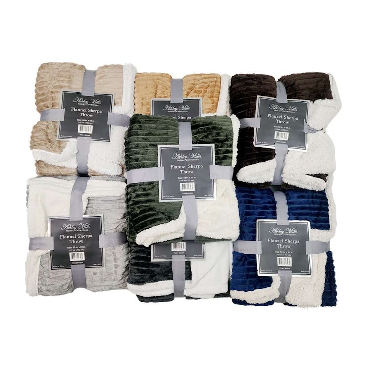 Flannel Sherpa Throw Blanket 50x60 3