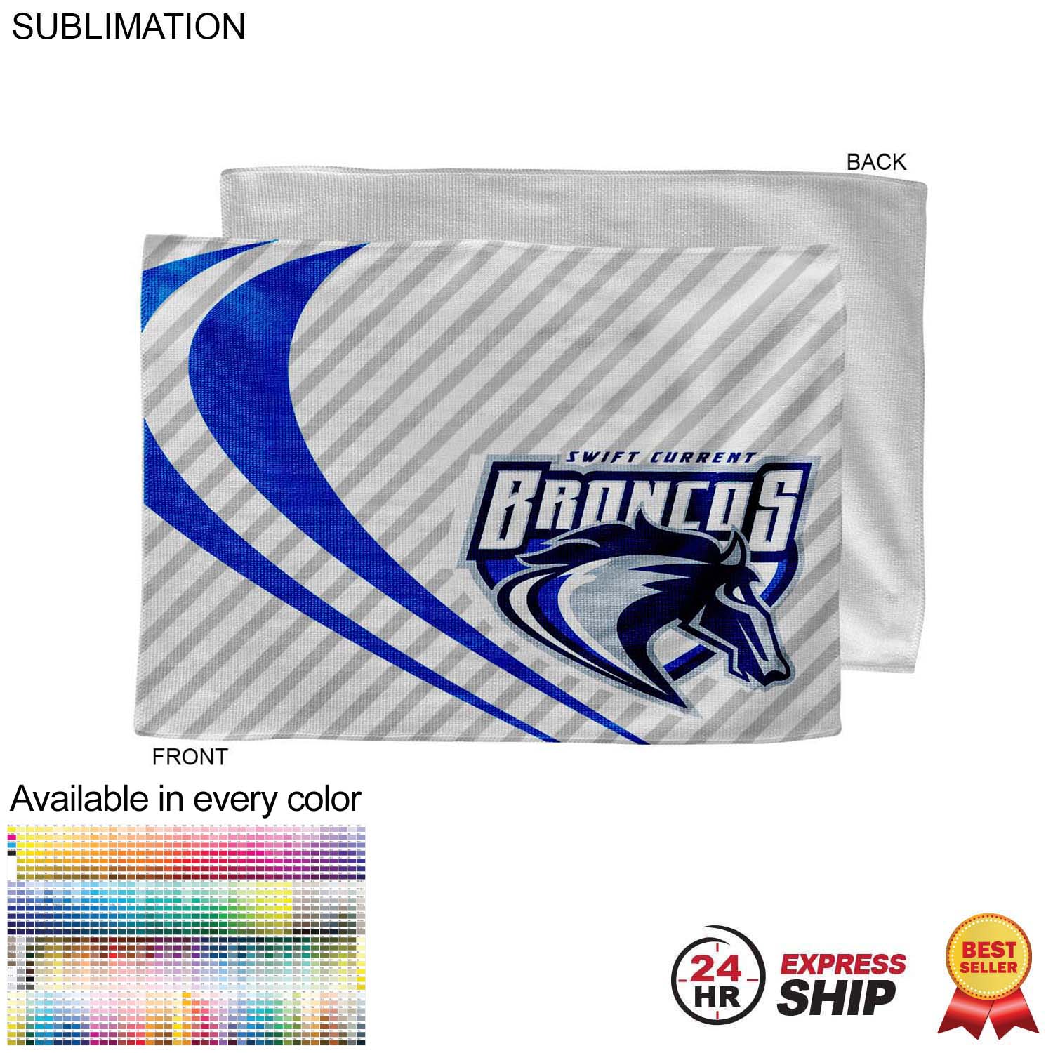 24 Hr Express Ship - Microfiber Dri-Lite Terry Rally, Sports, Skate Towel, 12x18 Sublimated 12