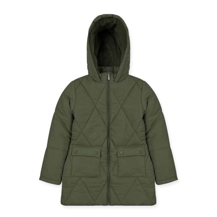 Girls' Quilted Anorak Jacket Olive 6-16 3