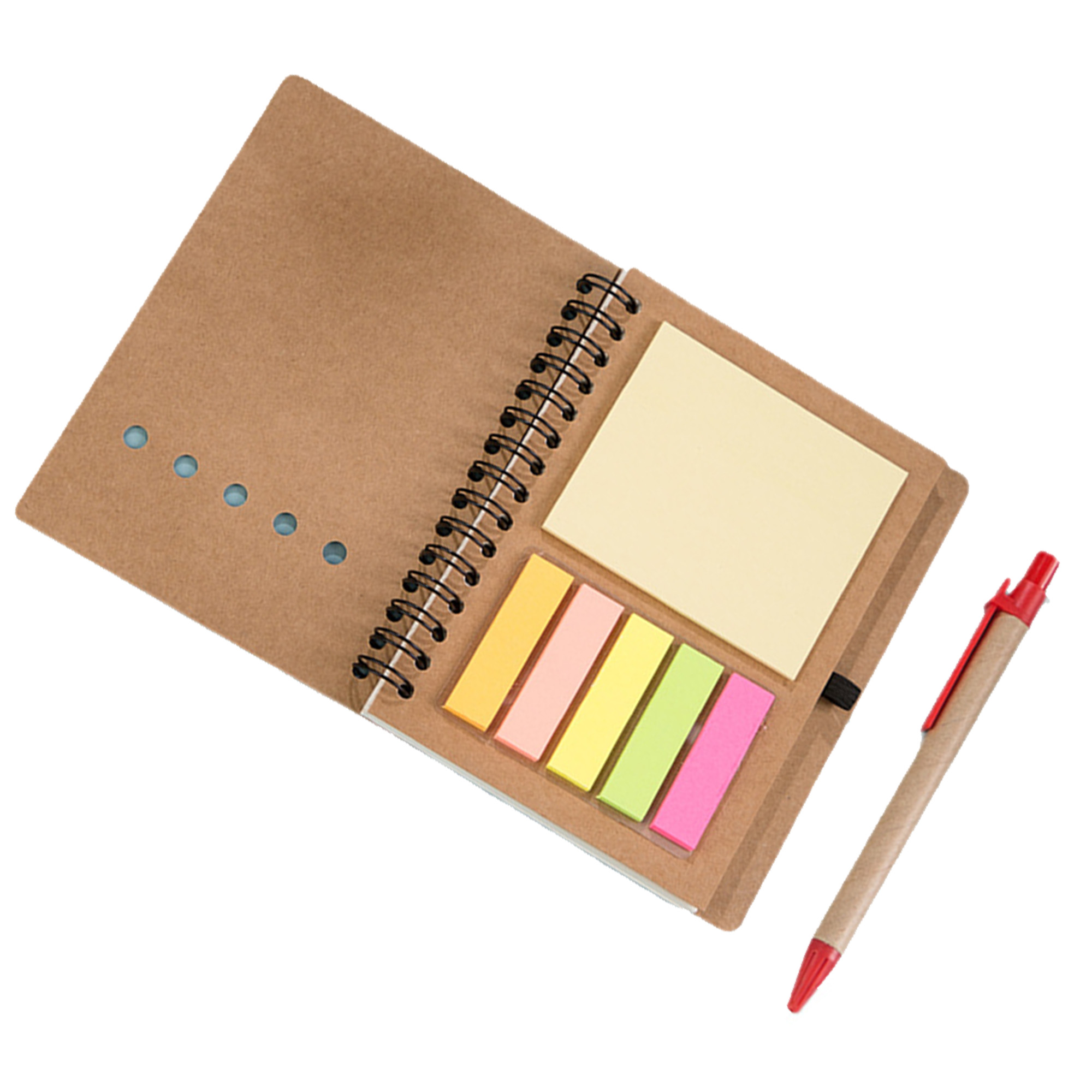 Customizable Multi-Functional Kraft Paper Cover Notebook with Pen & Sticky Notes 7