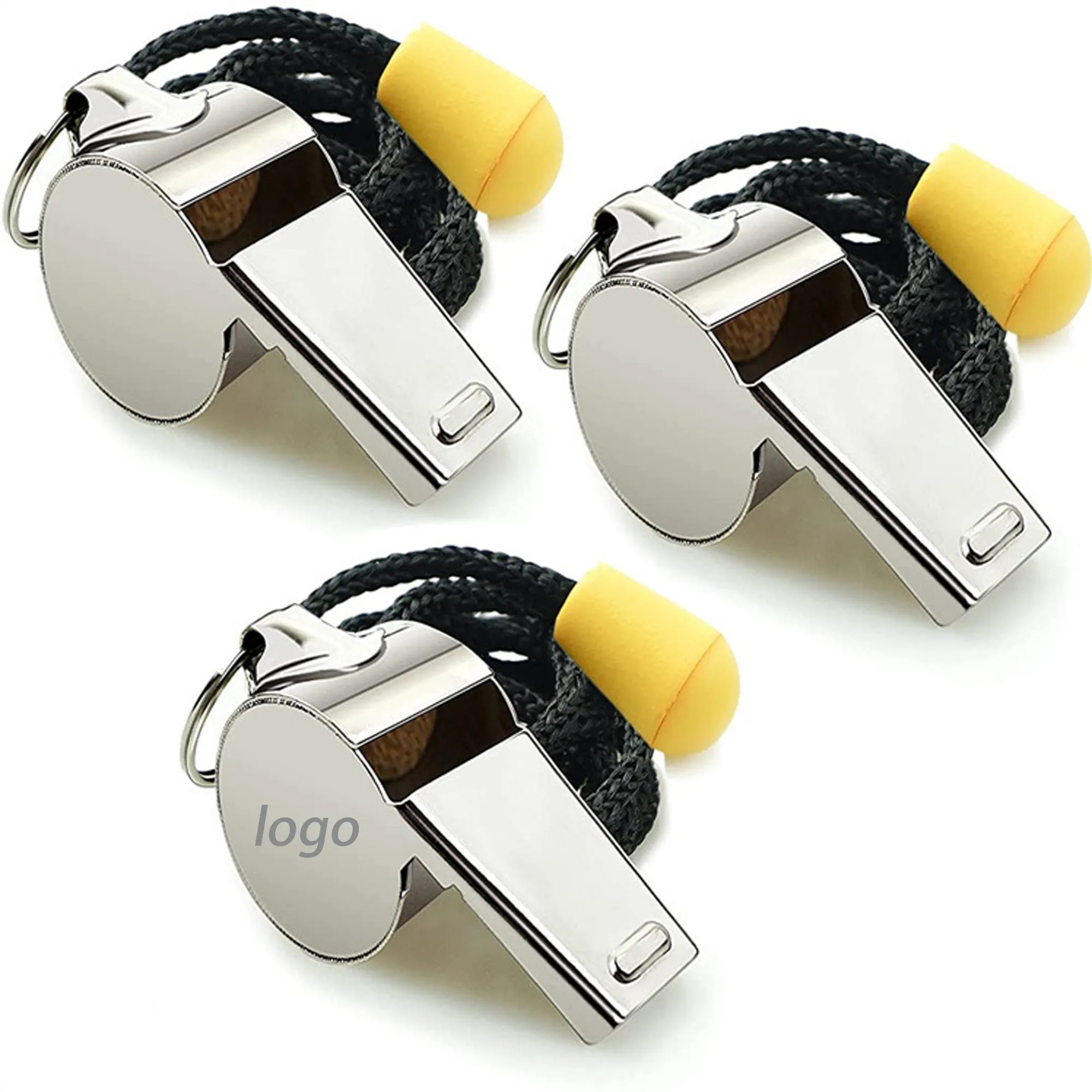 MOQ 50PCS Stainless Steel Whistle With Lanyard 6