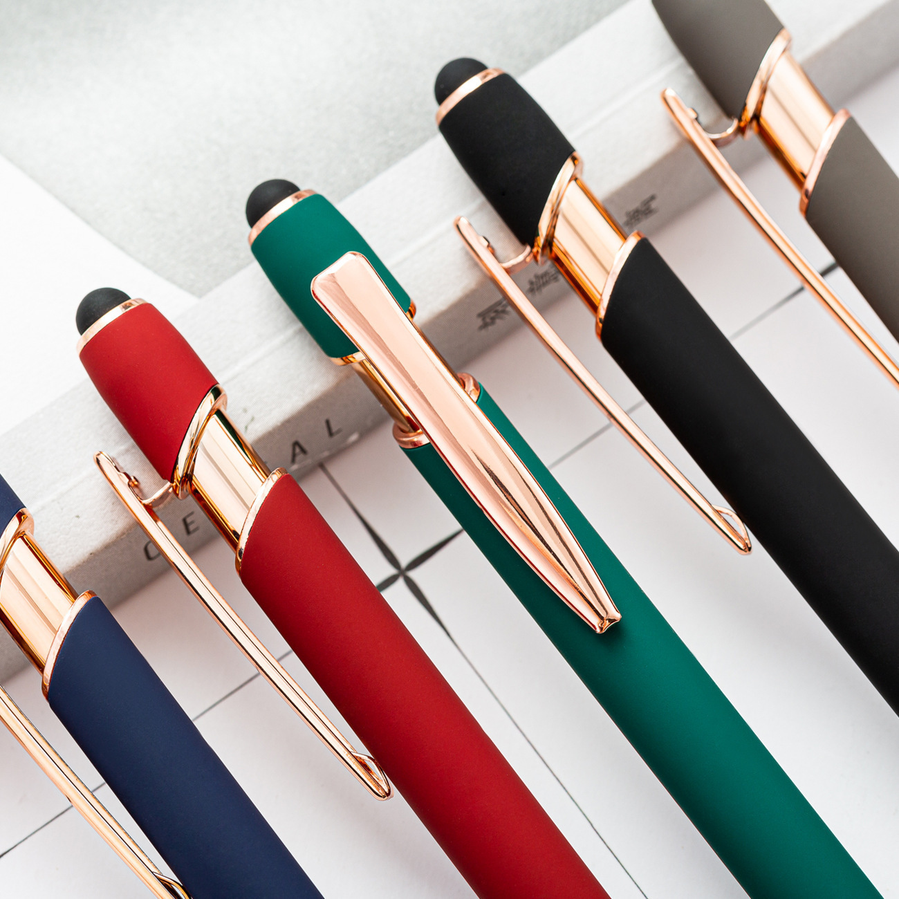 Soft-Touch Aluminum Pen w/ Stylus