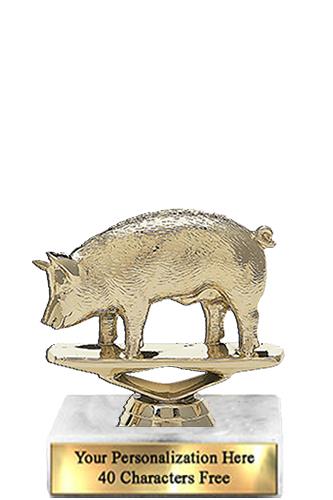 Trophy: 7", 2x3 white marble base, Hog Gold Unique