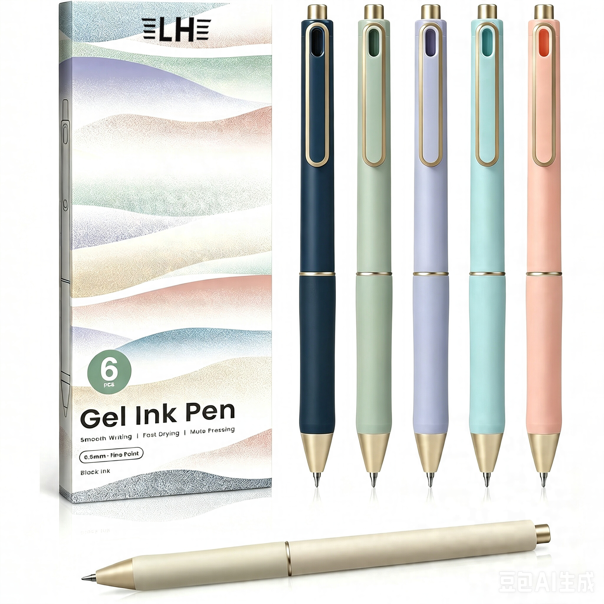 6 Pcs Quick Dry Black Gel Ink Pens