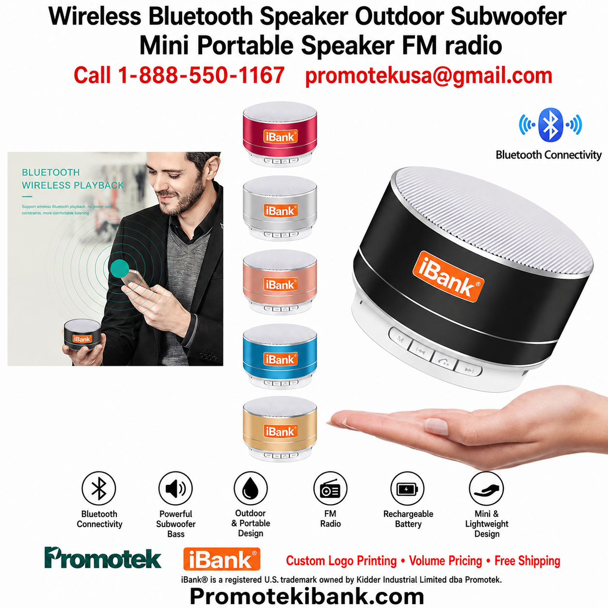 iBank ® Wireless Bluetooth Speaker with FM radio