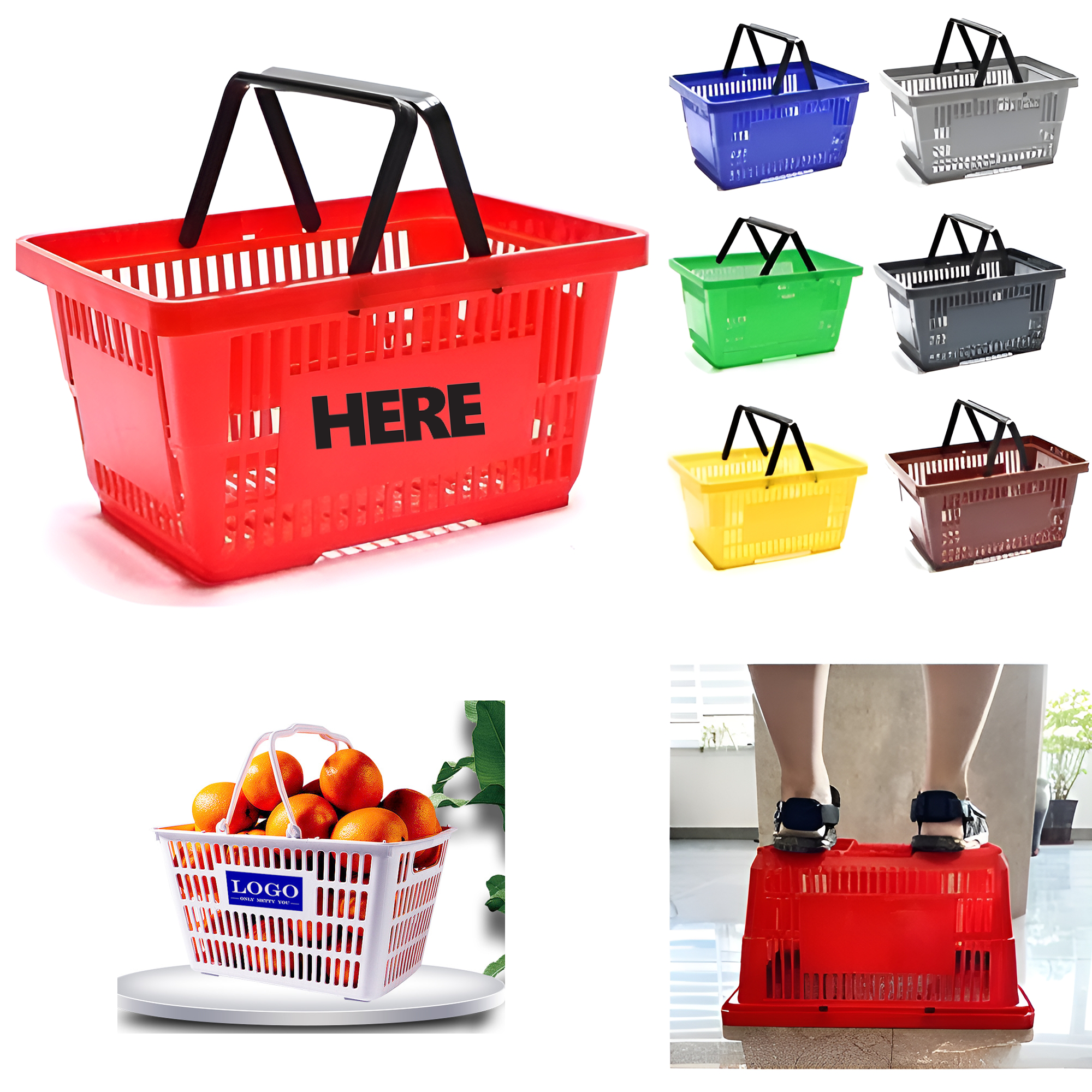 2 Handle Plastic Shopping Basket 3