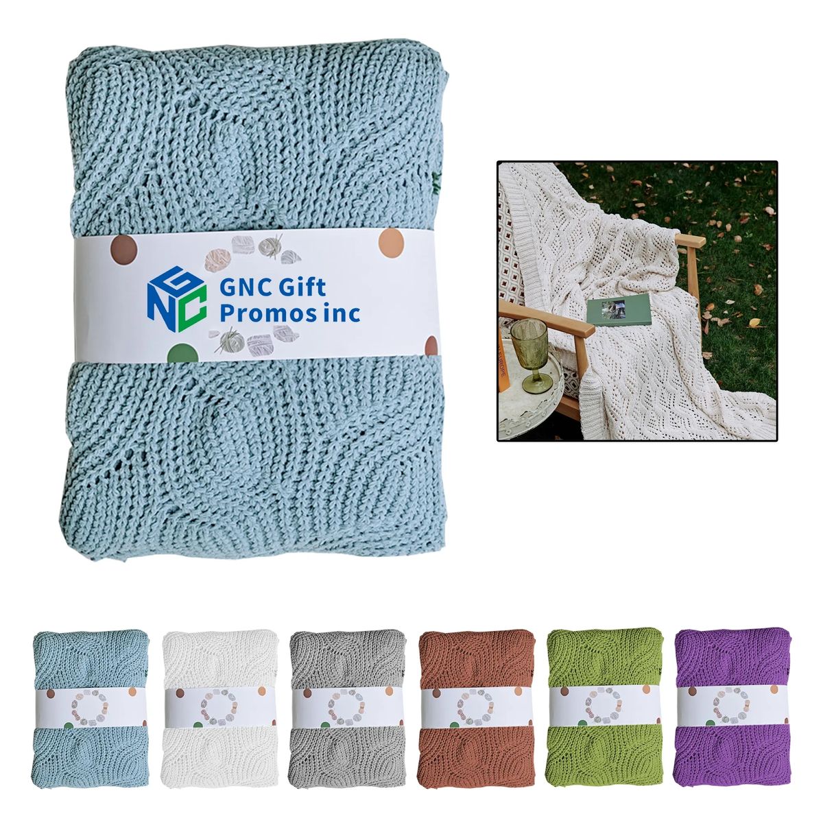 Living Room Knitted Blanket 63" x 51"