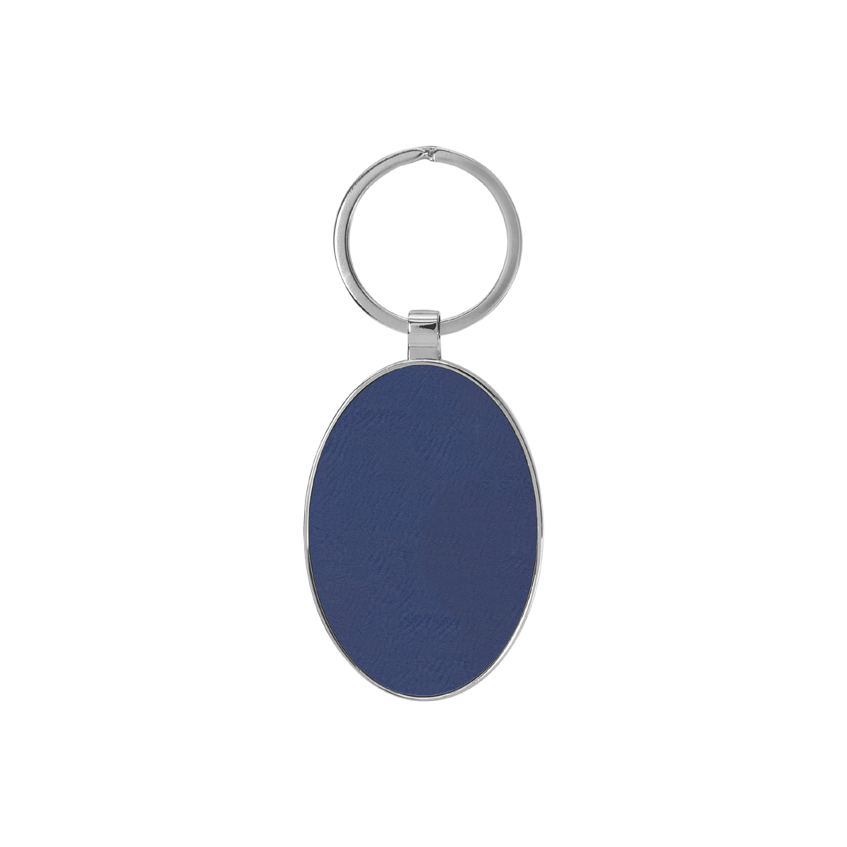 Blue & Silver Leatherette/Metal Oval Keychain - CGFT2159