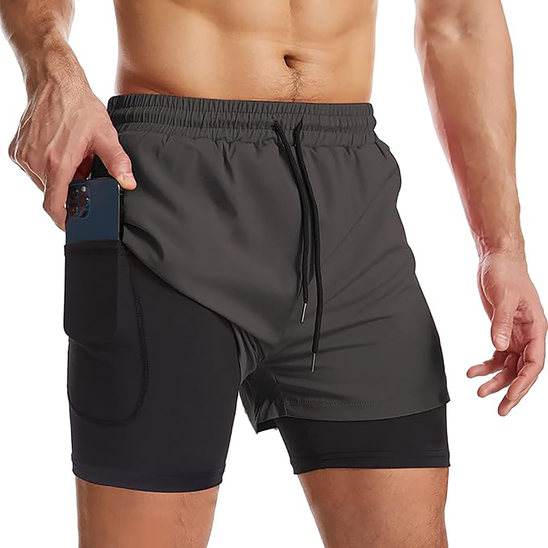 Men's 2 I n 1 Quick Drying Sports Shorts with Lining 59